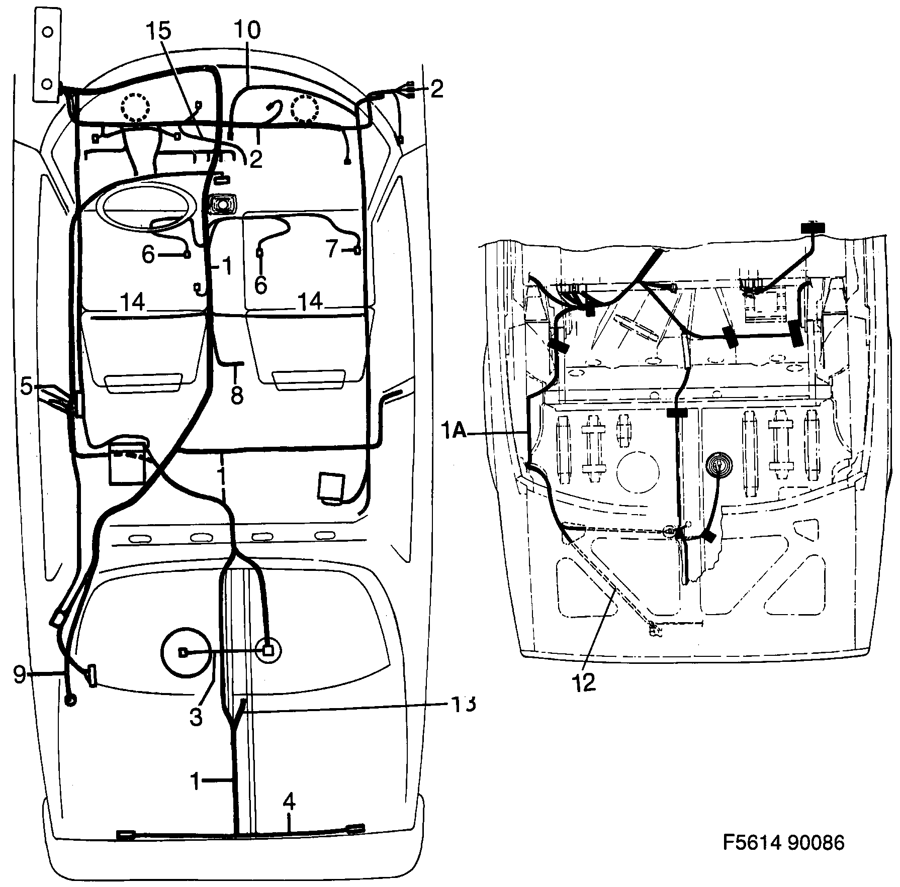 Saab 900 Instruments and rear diagram