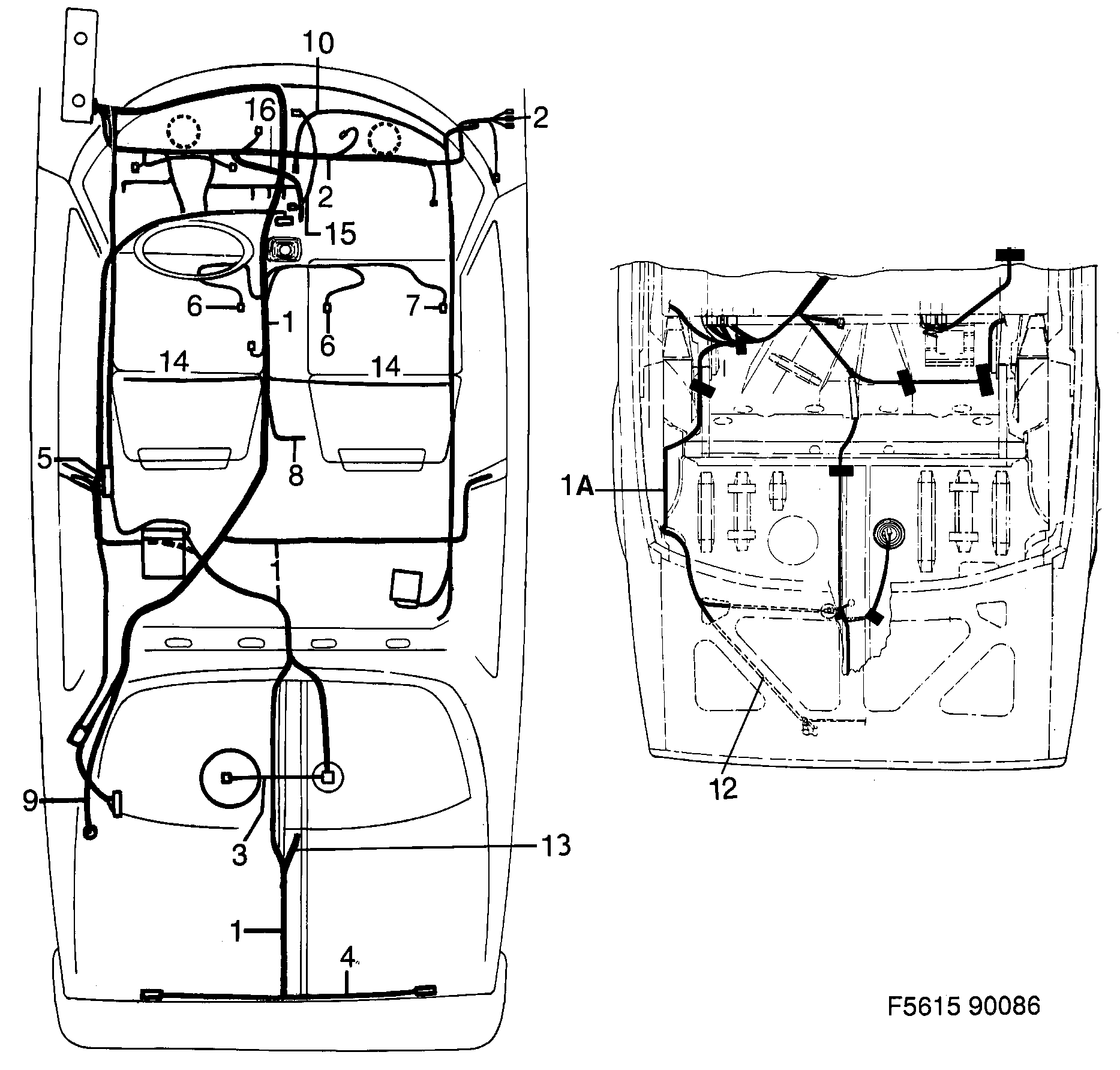 Saab 900 Instruments and rear diagram