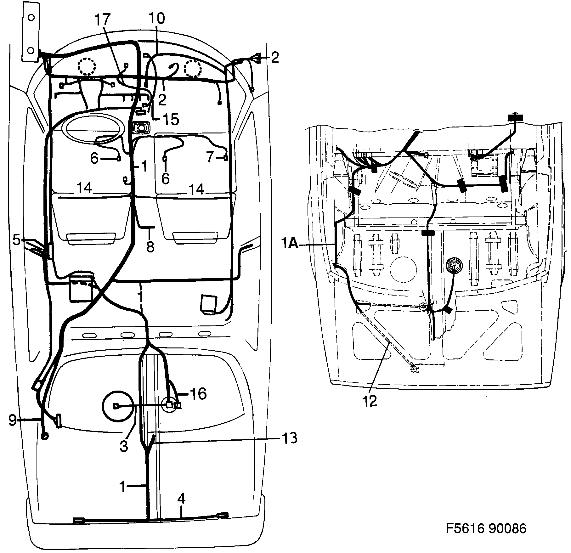 Saab 900 Instruments and rear diagram