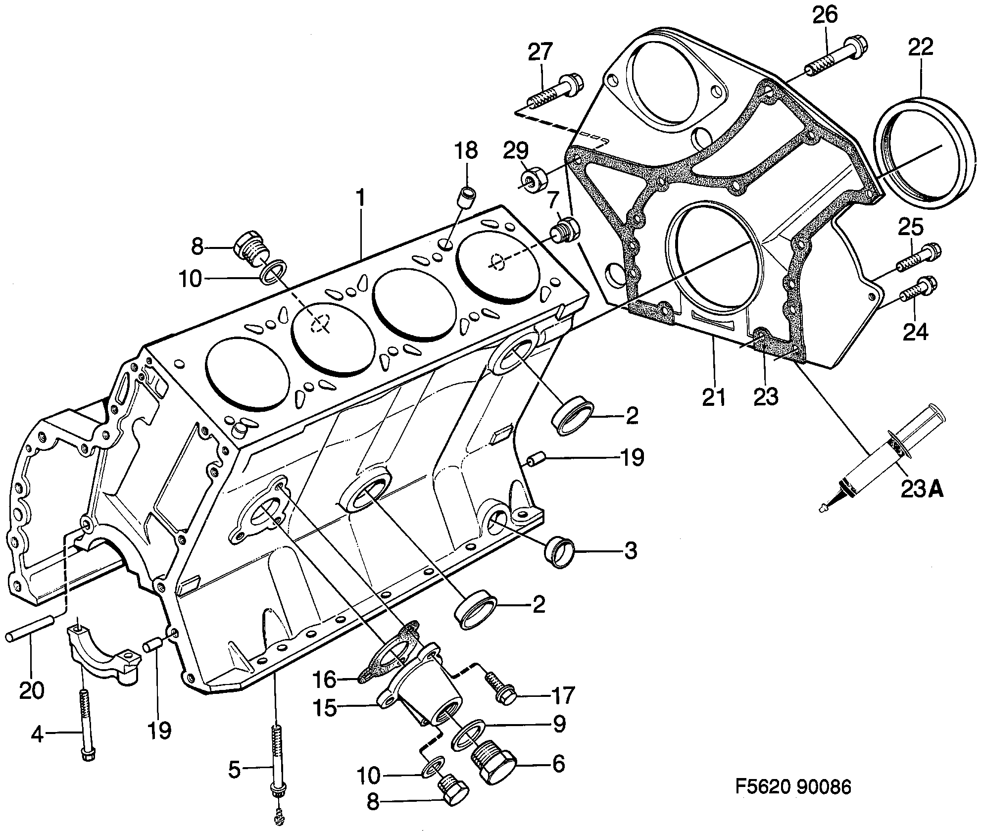 Saab 900 Cylinder block diagram