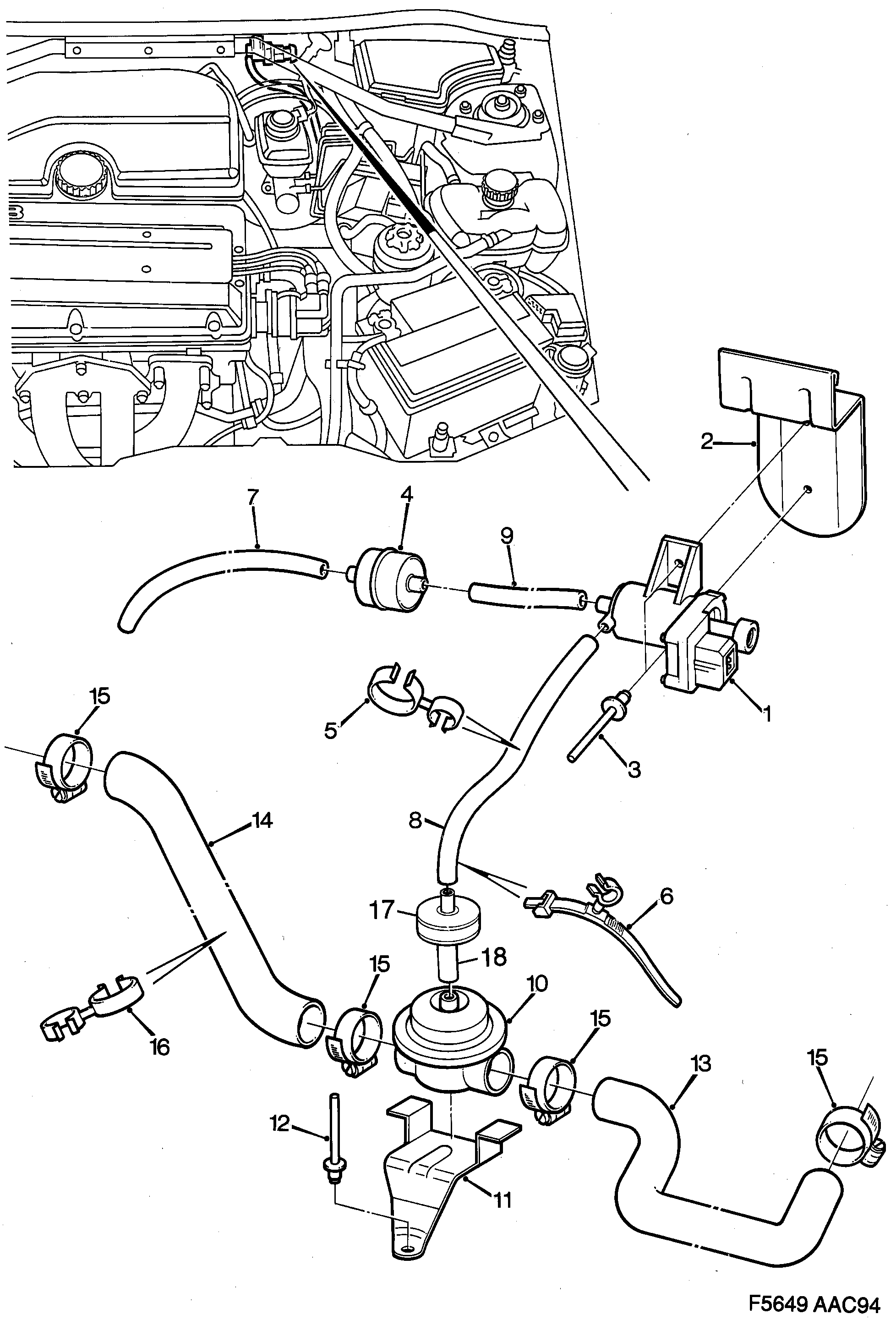 Saab 900 SAI Shut-off valve diagram
