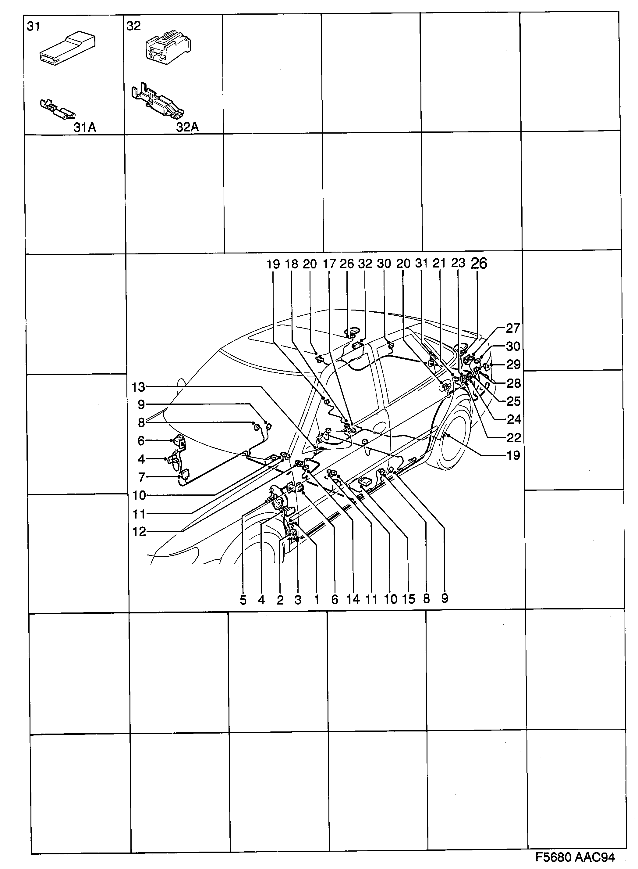 Saab 900 Rear diagram