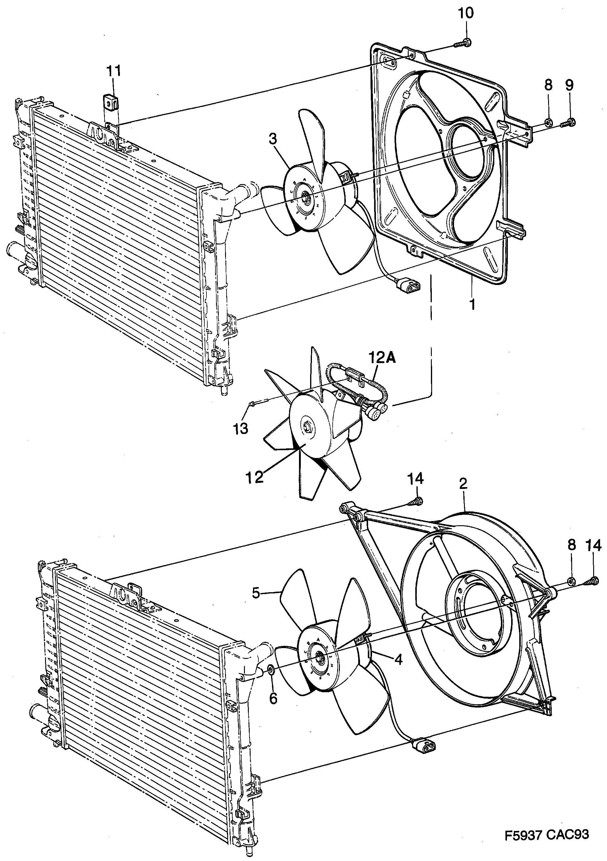 Saab 9000 Fan, etc diagram