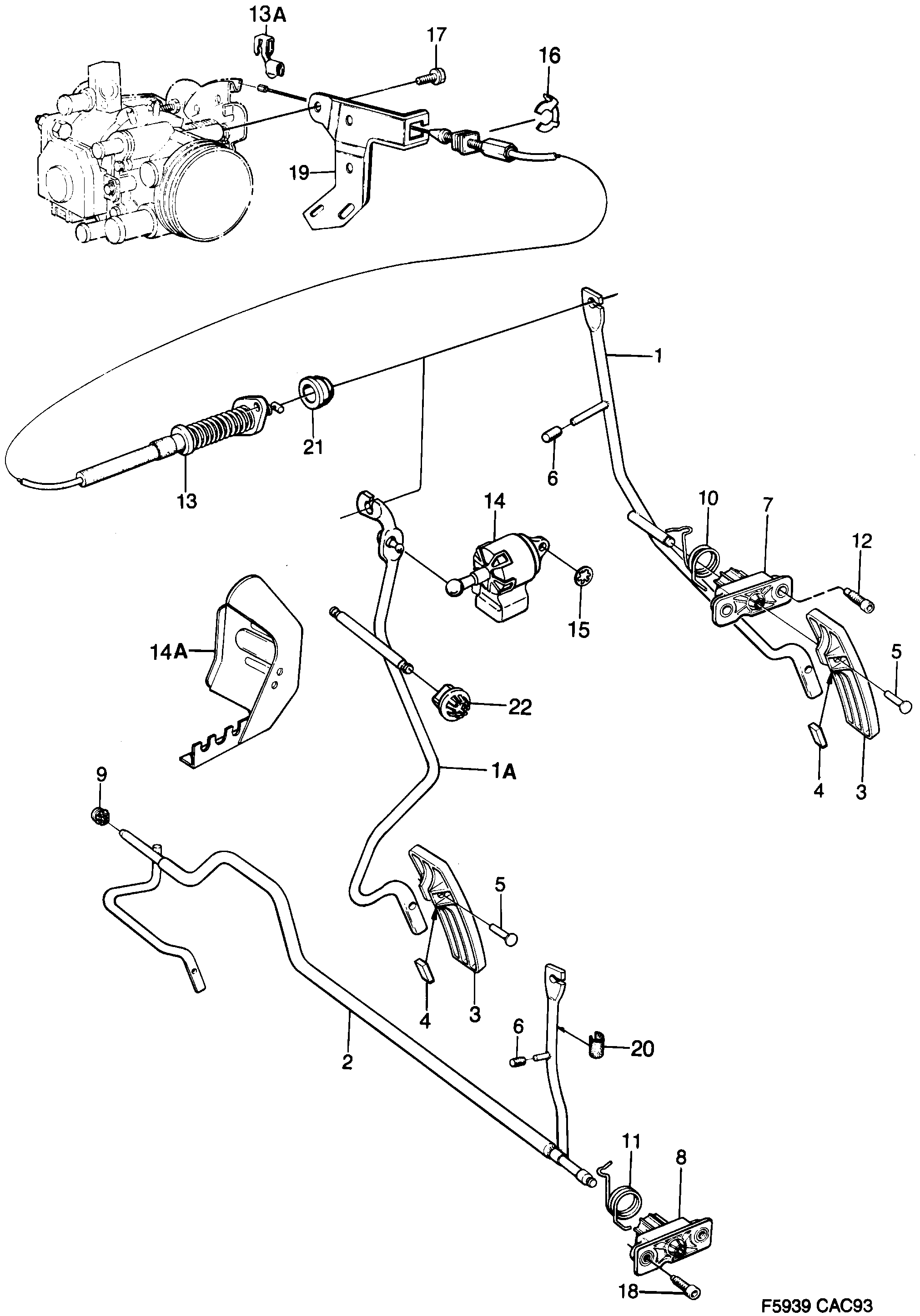 Saab 9000 Accelerator control diagram