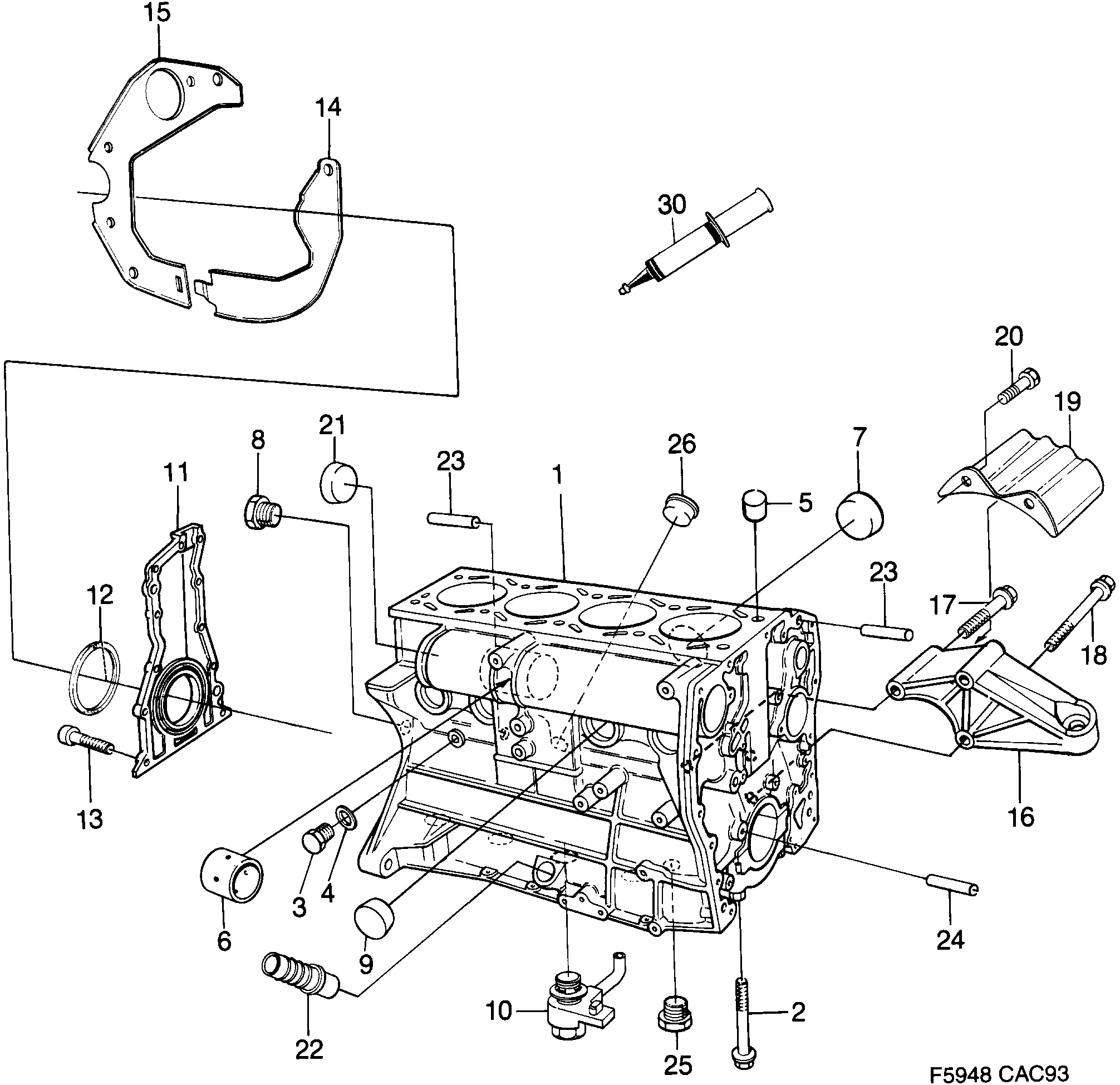 Saab 9000 Cylinder block diagram