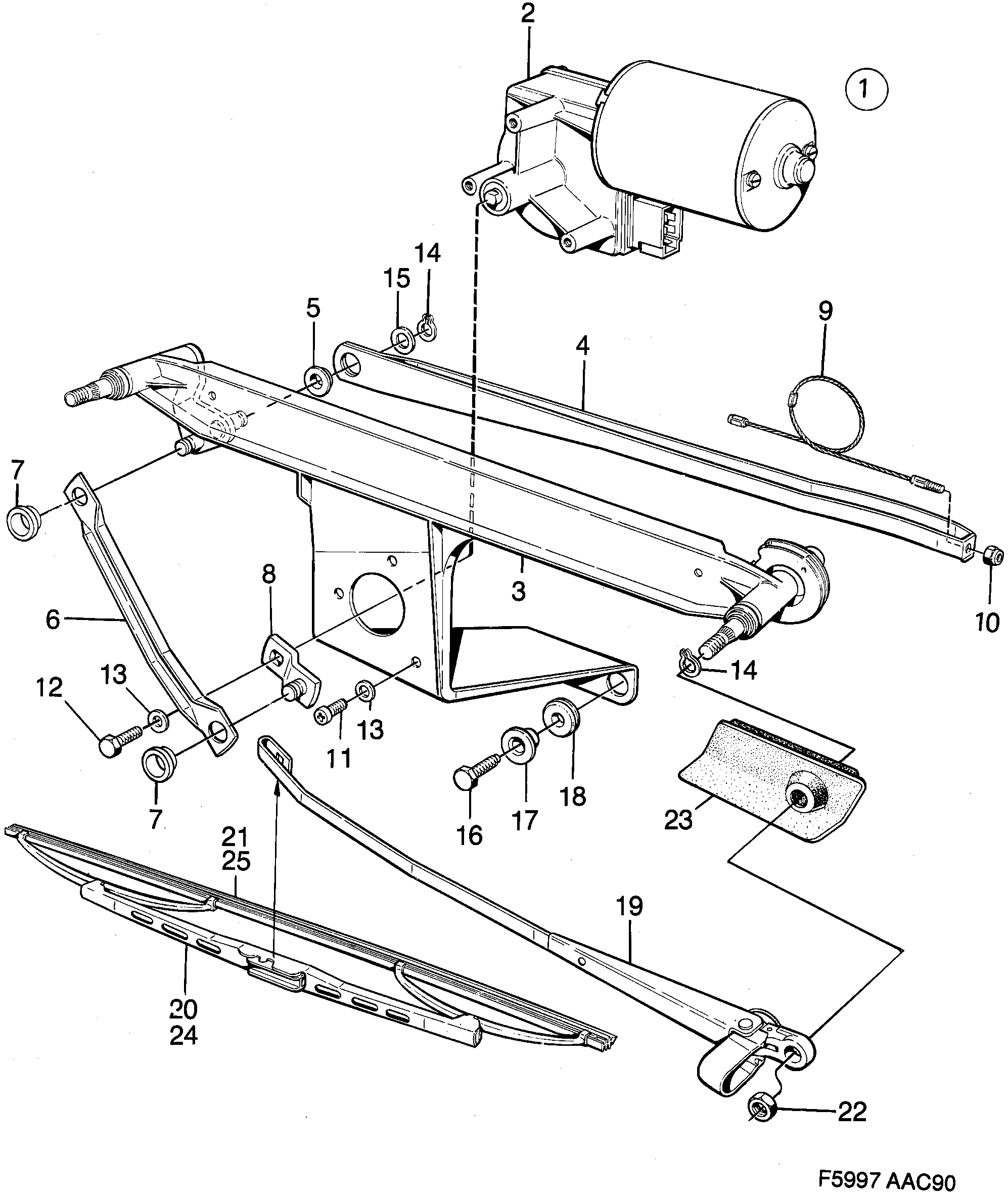 Saab 900 Windshield wiper diagram