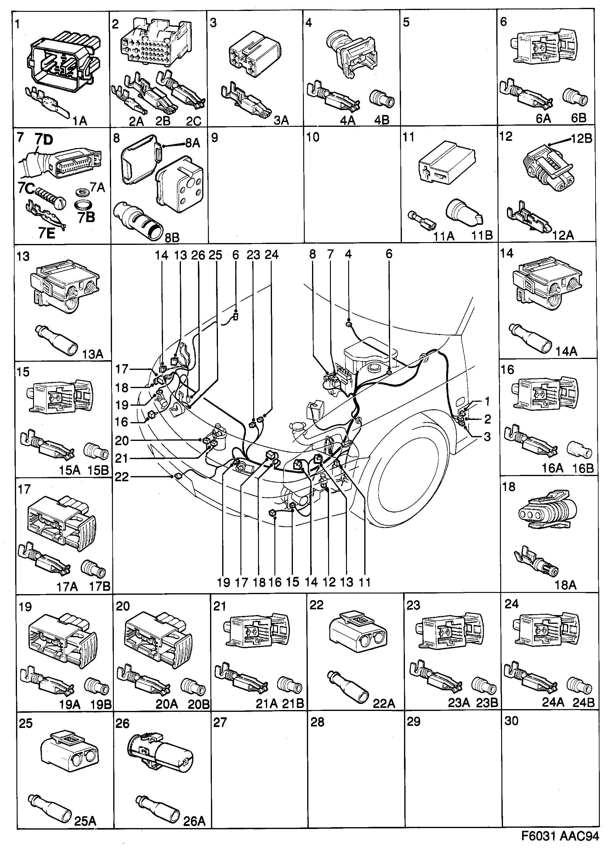 Saab 900 Front diagram