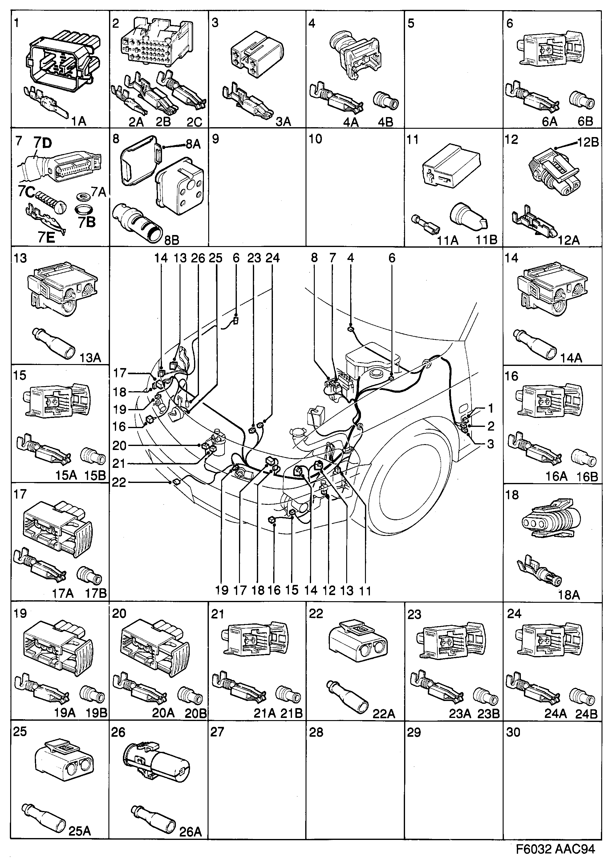 Saab 900 Front diagram