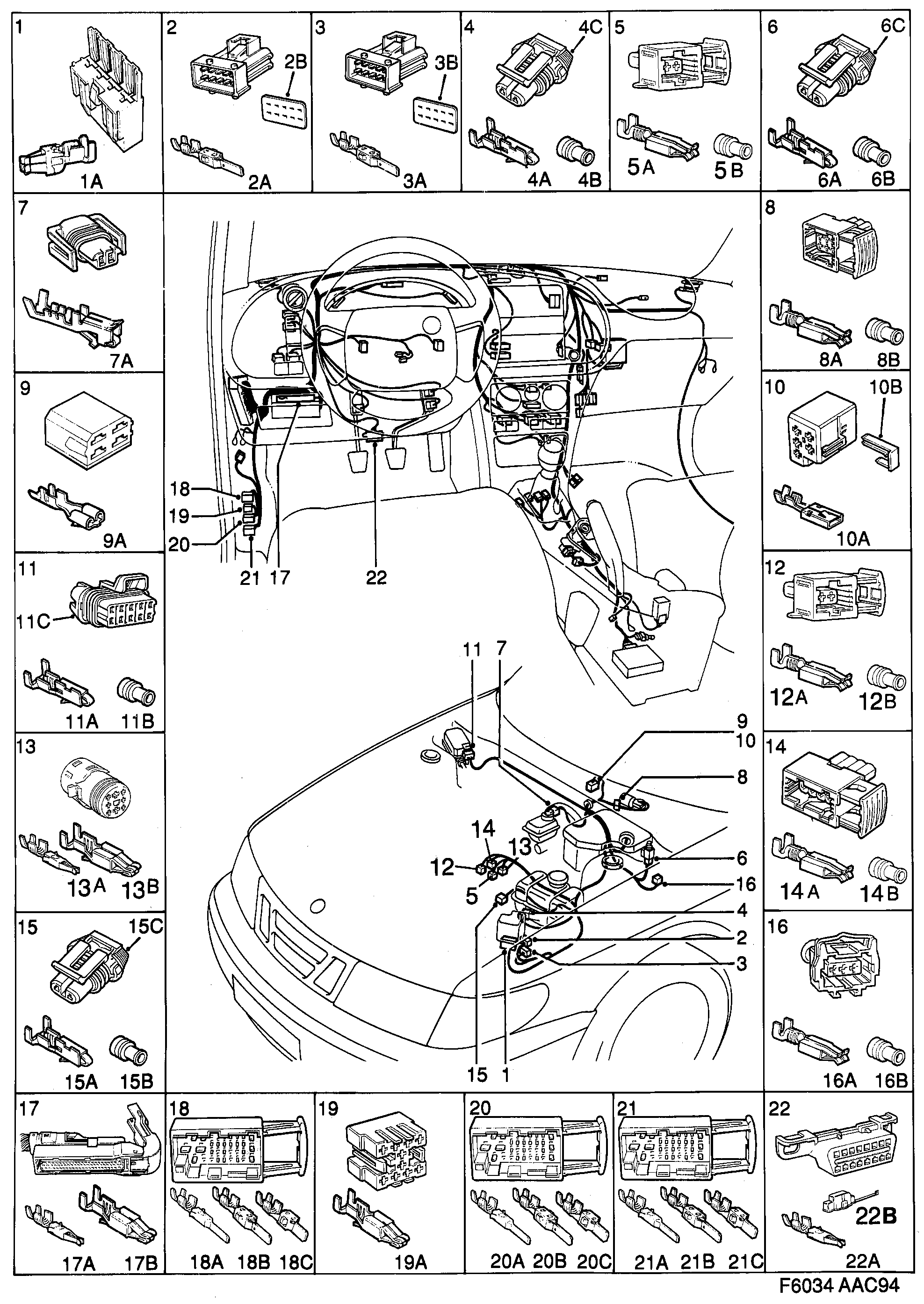 Saab 900 Instrument panel diagram