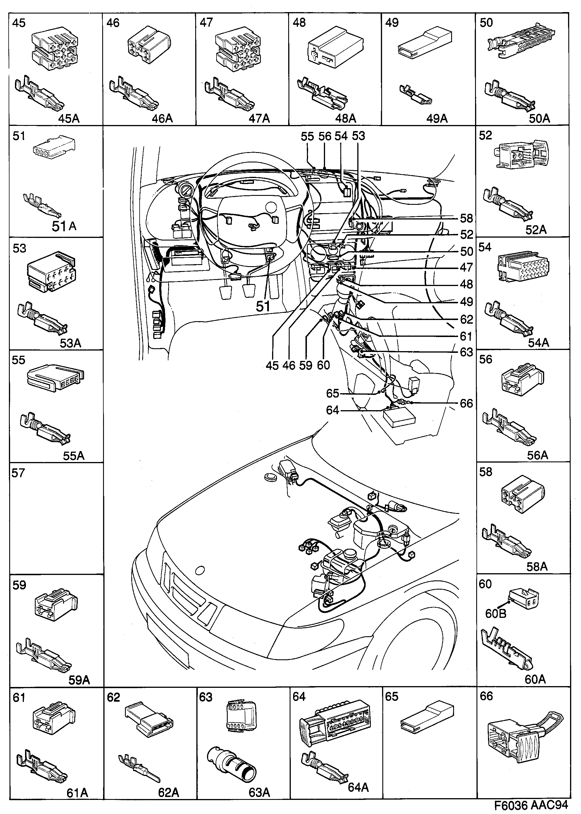 Saab 900 Instrument panel diagram