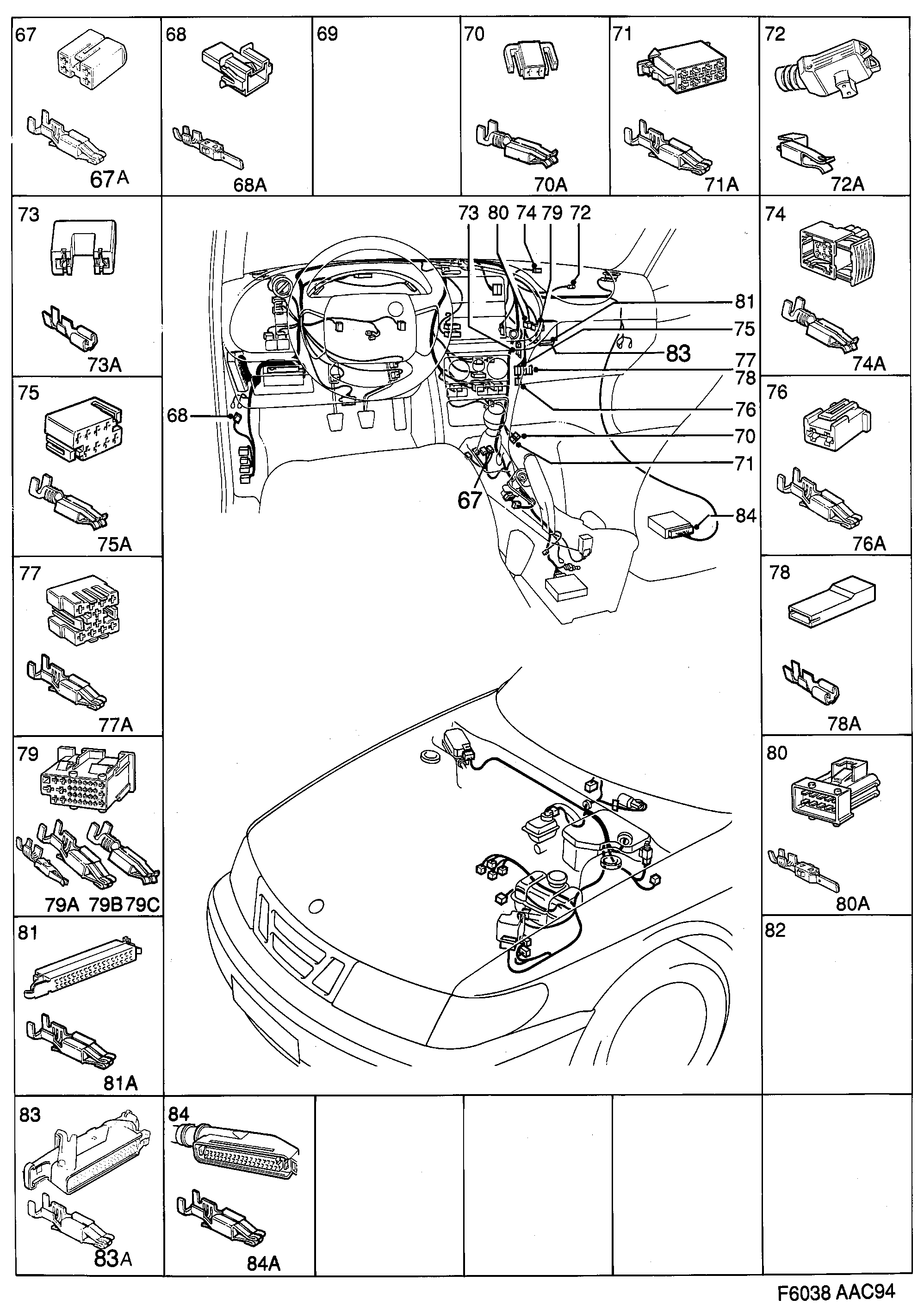 Saab 900 Instrument panel diagram