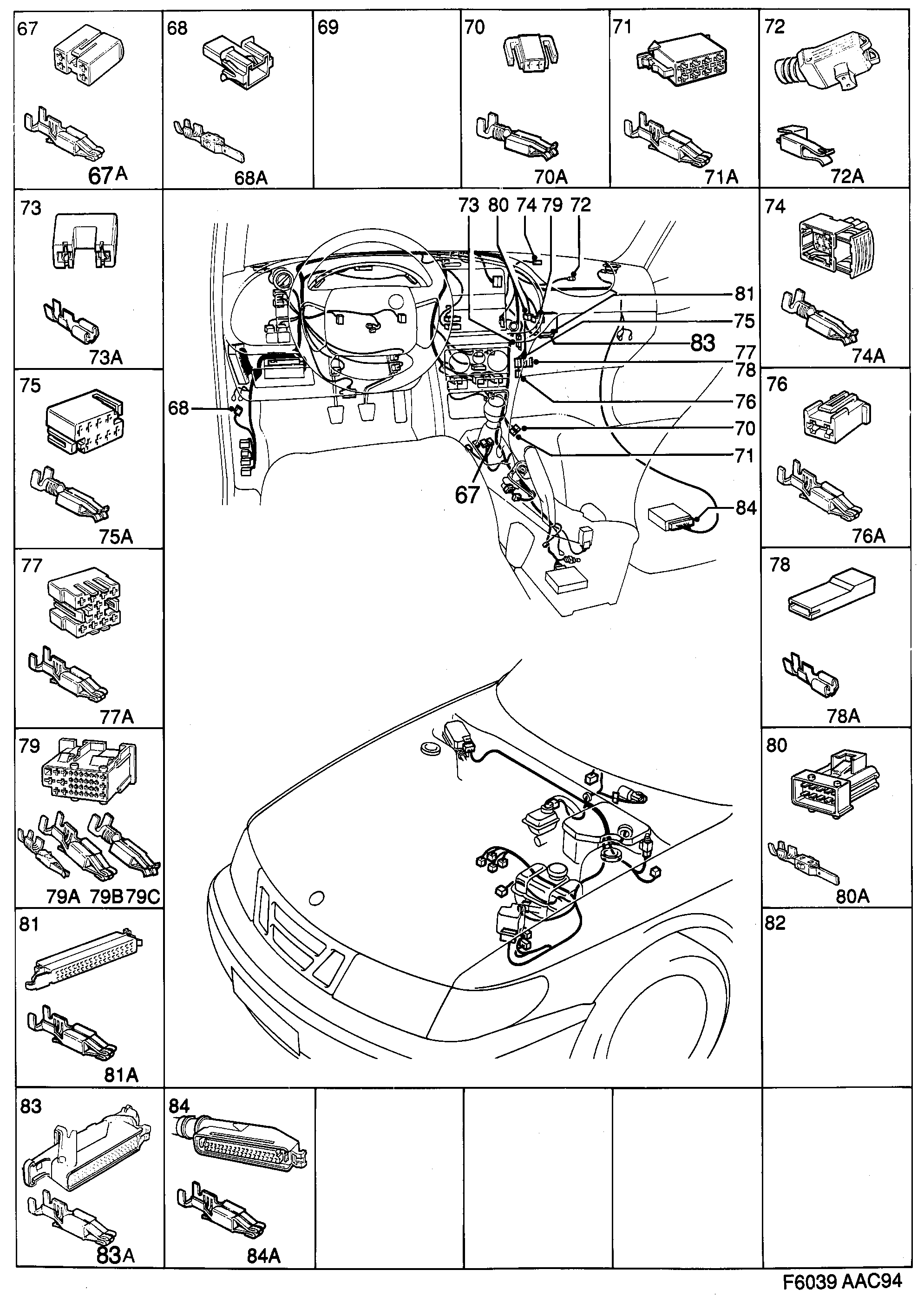 Saab 900 Instrument panel diagram