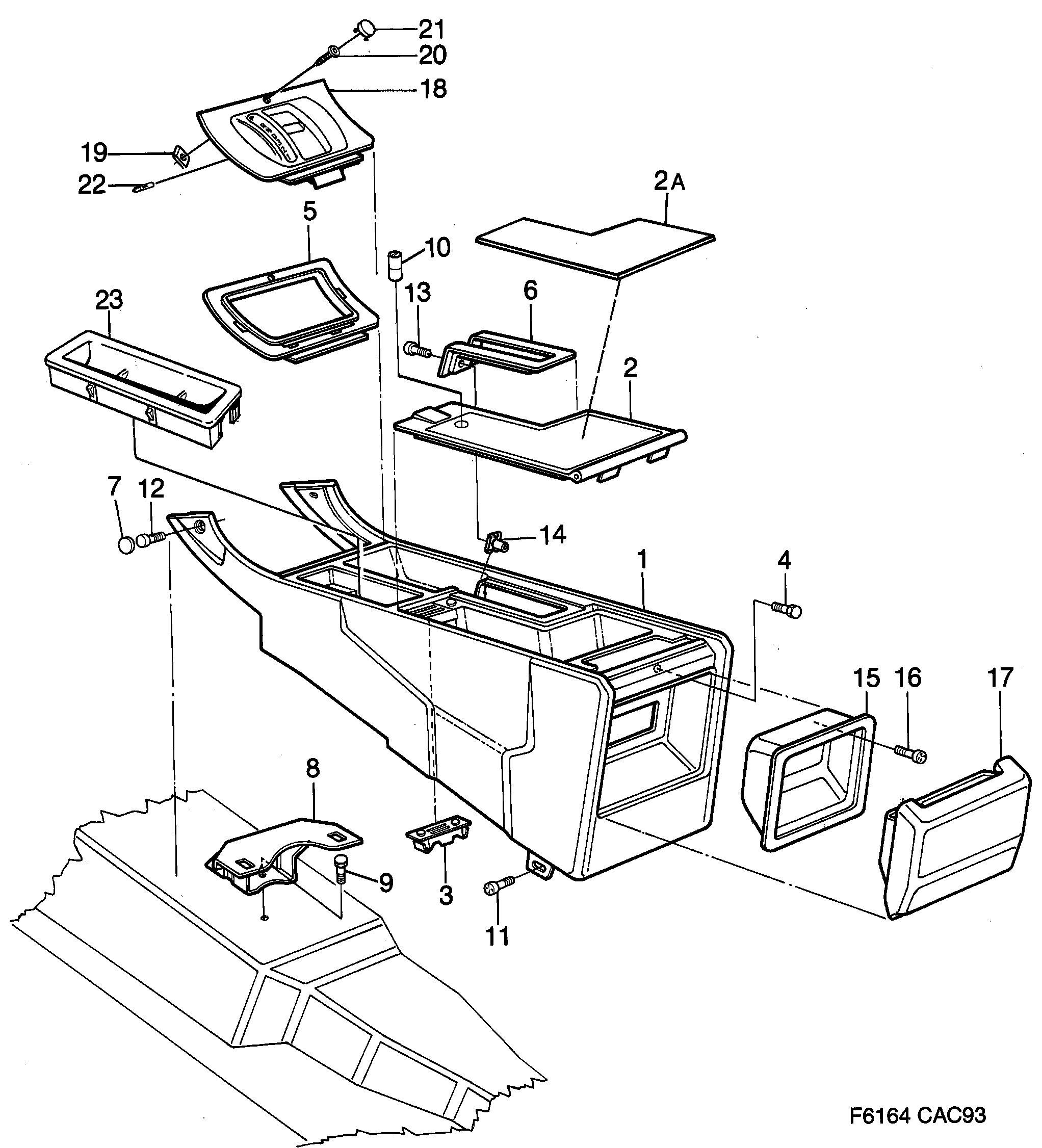 Saab 9000 Centre console diagram