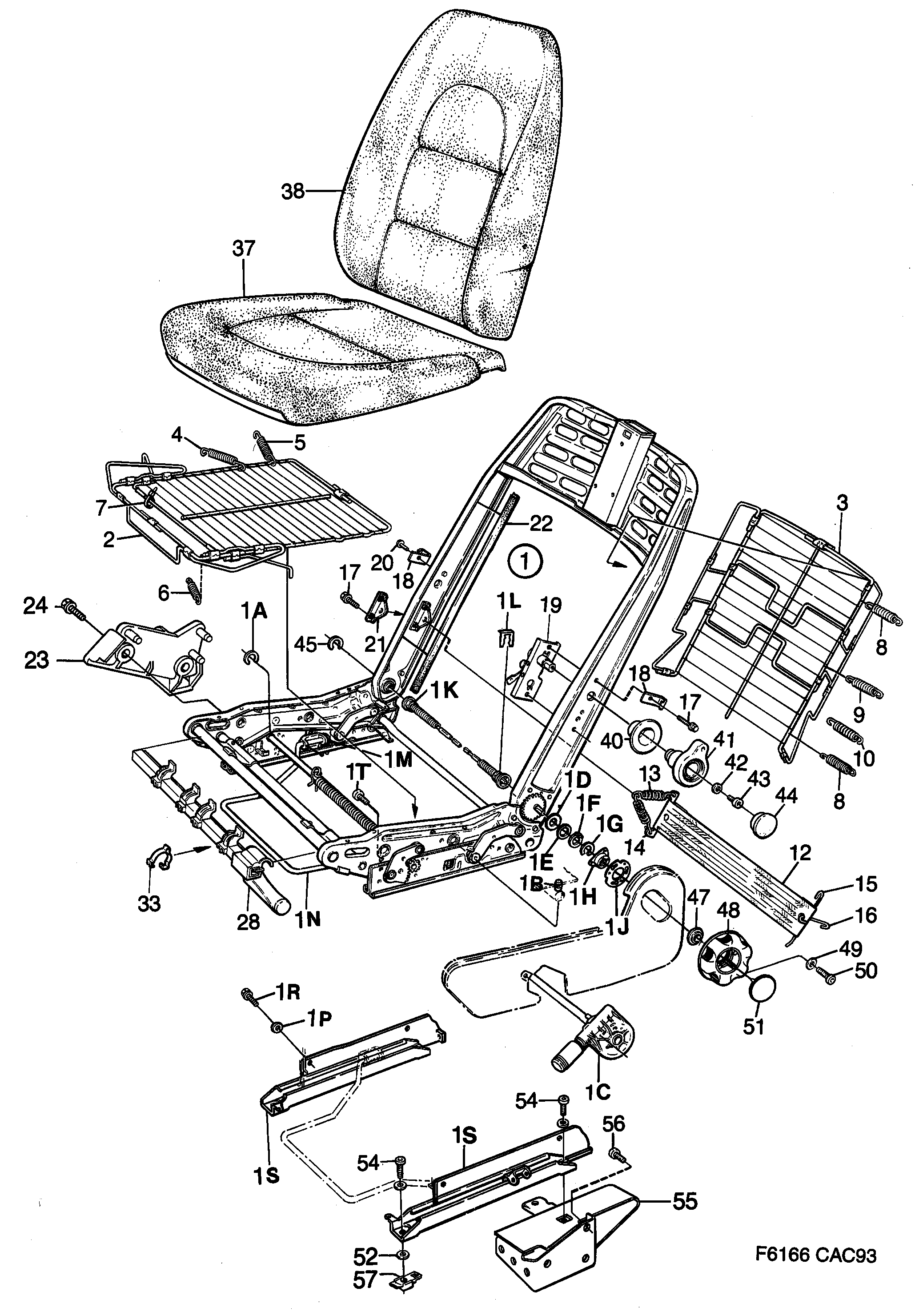 Saab 9000 Front seats Part 2 diagram