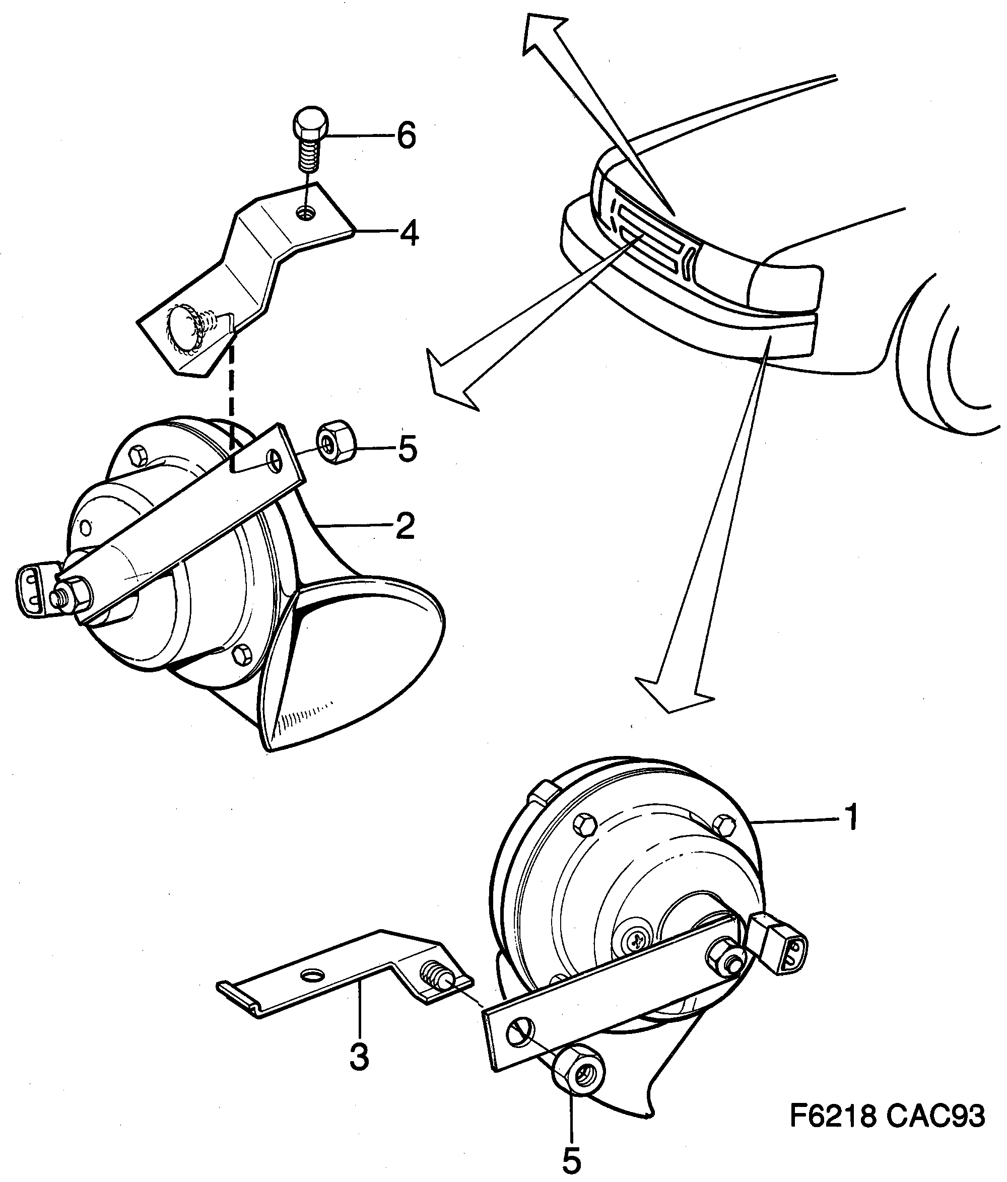 Saab 9000 Horn diagram