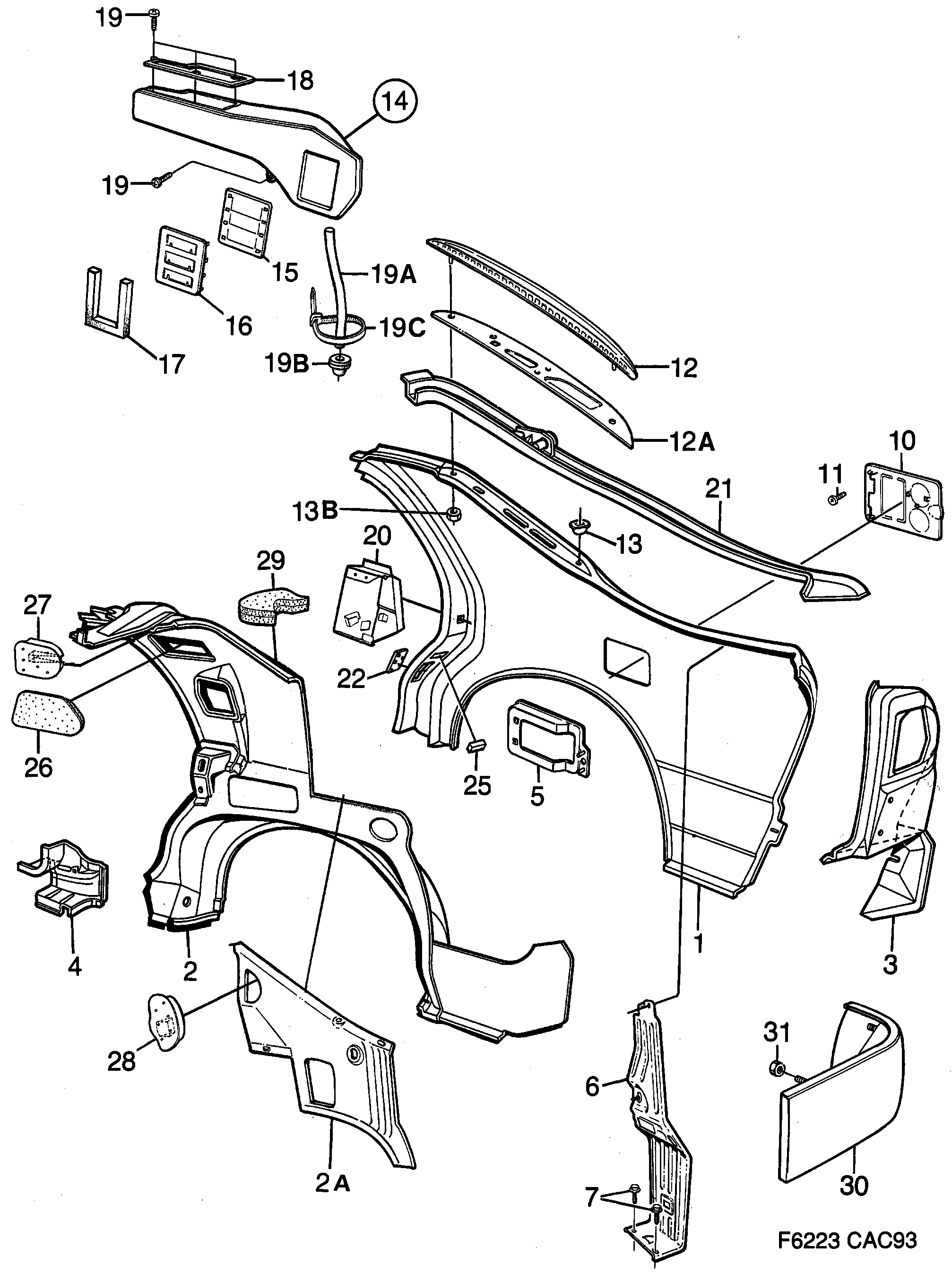 Saab 9000 Valance diagram