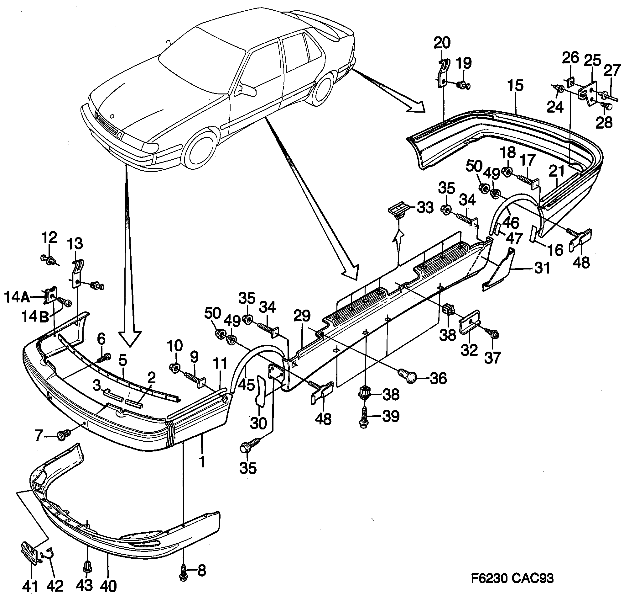 Saab 9000 External details diagram