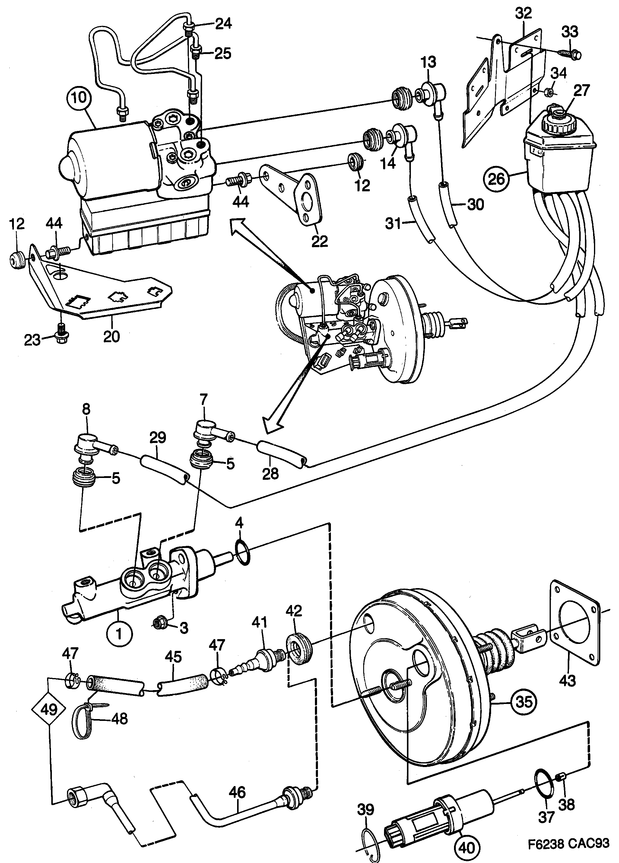 Saab 9000 Hydraulic unit ABS Mark IV diagram