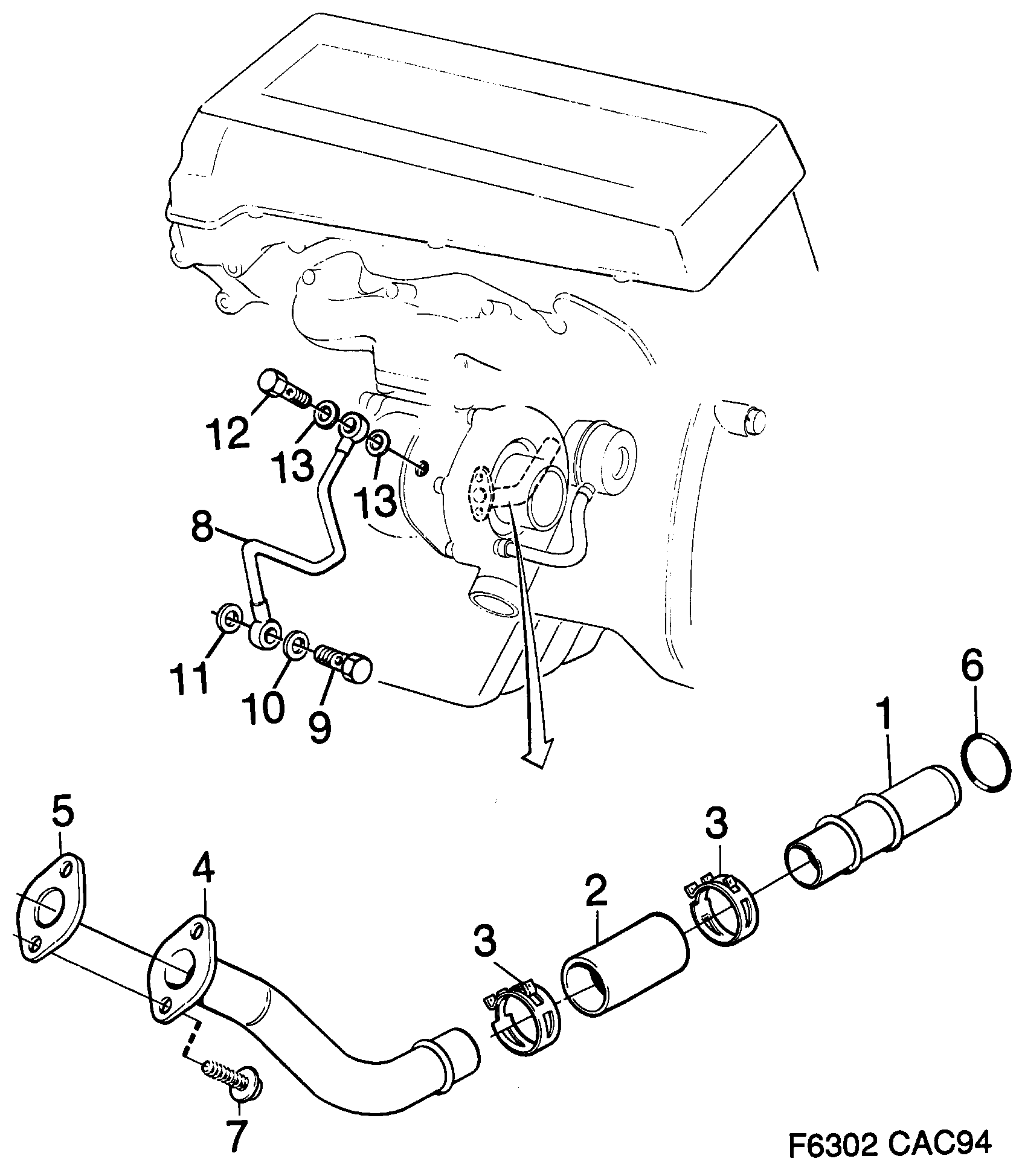 Saab 9000 Oil pipe diagram