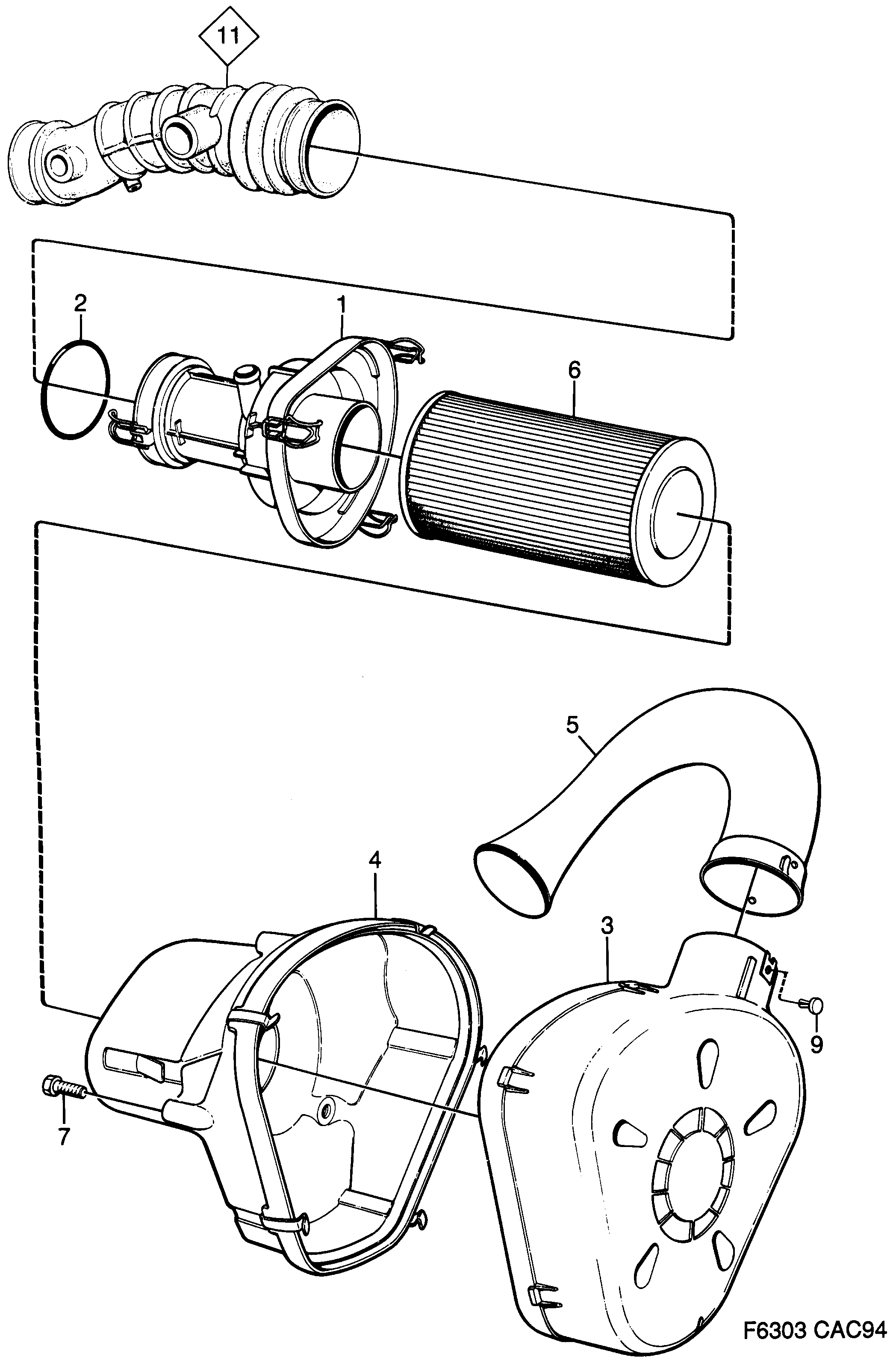 Saab 9000 Air cleaner diagram