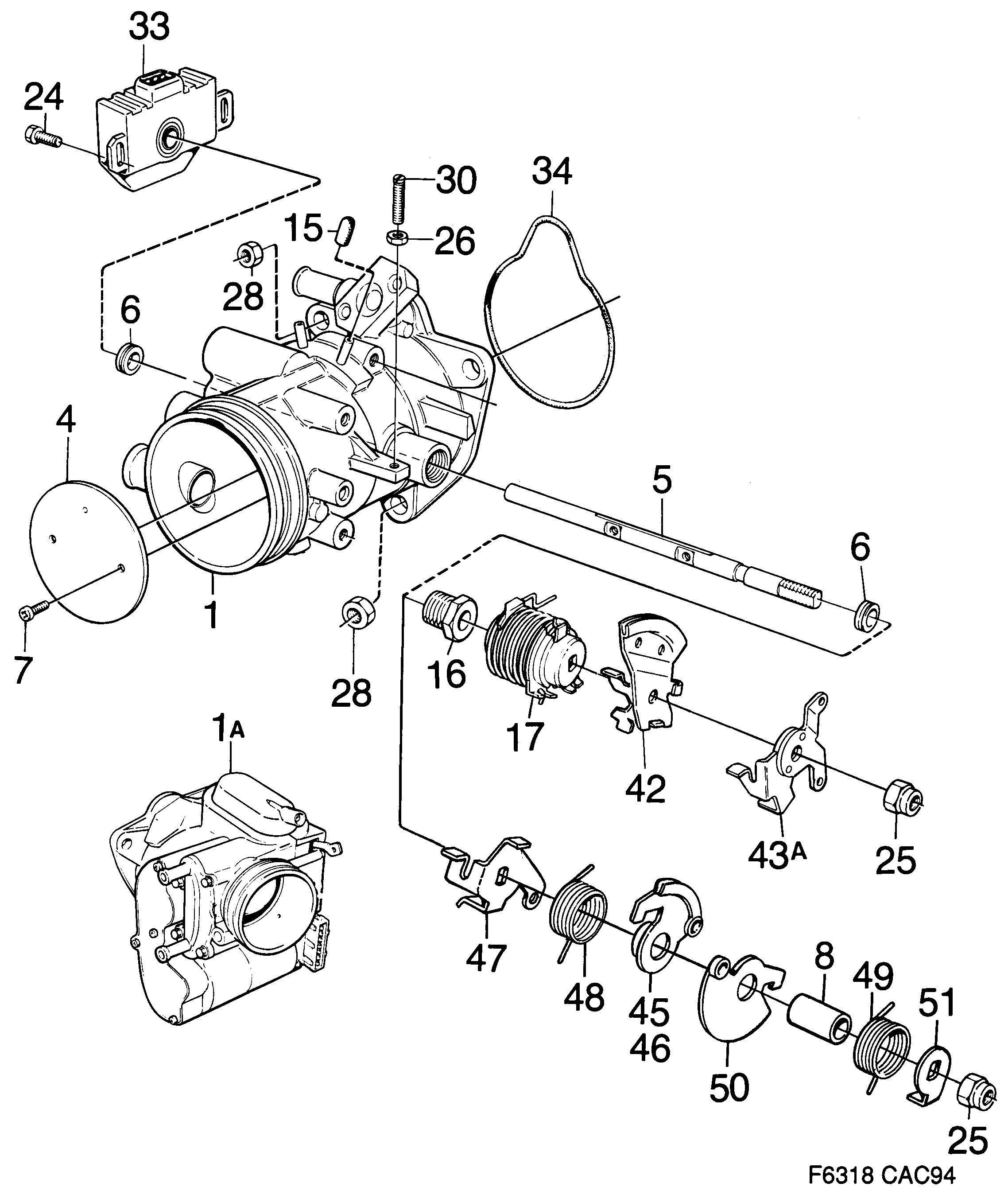 Saab 9000 Throttle housing 4-cylinder diagram
