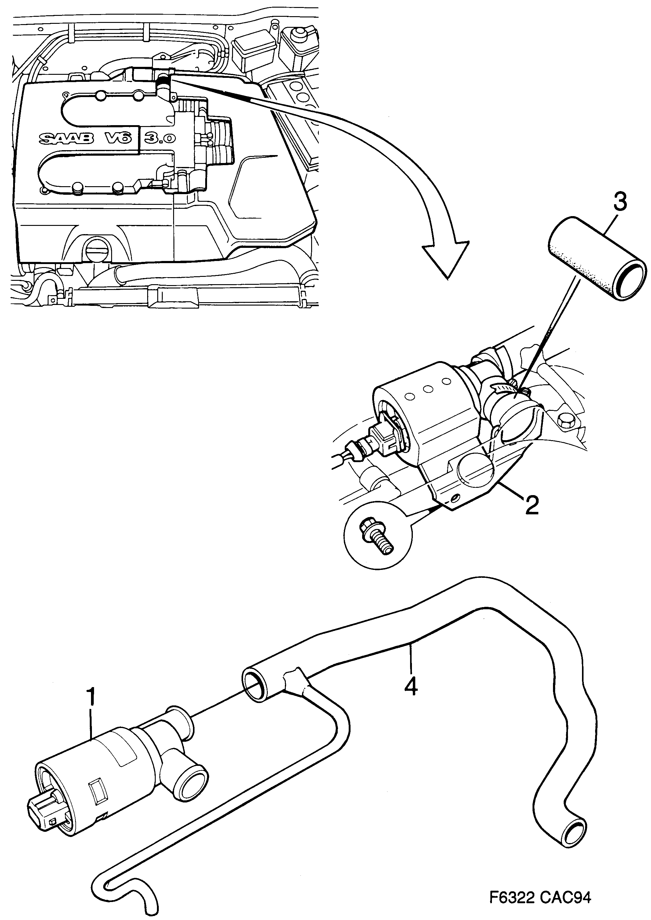 Saab 9000 IAC 6-cylinder diagram