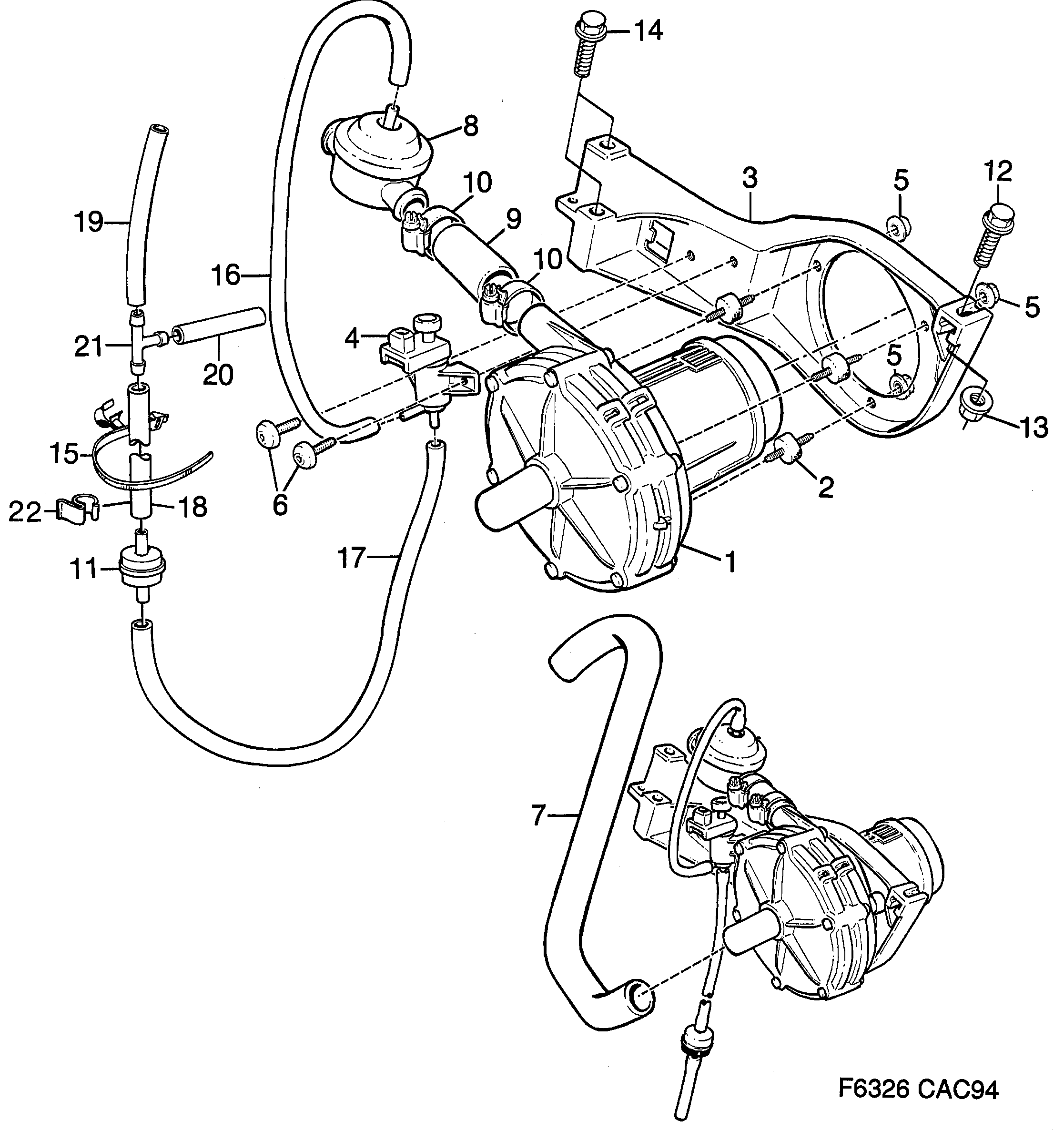 Saab 9000 SAI Air pump diagram