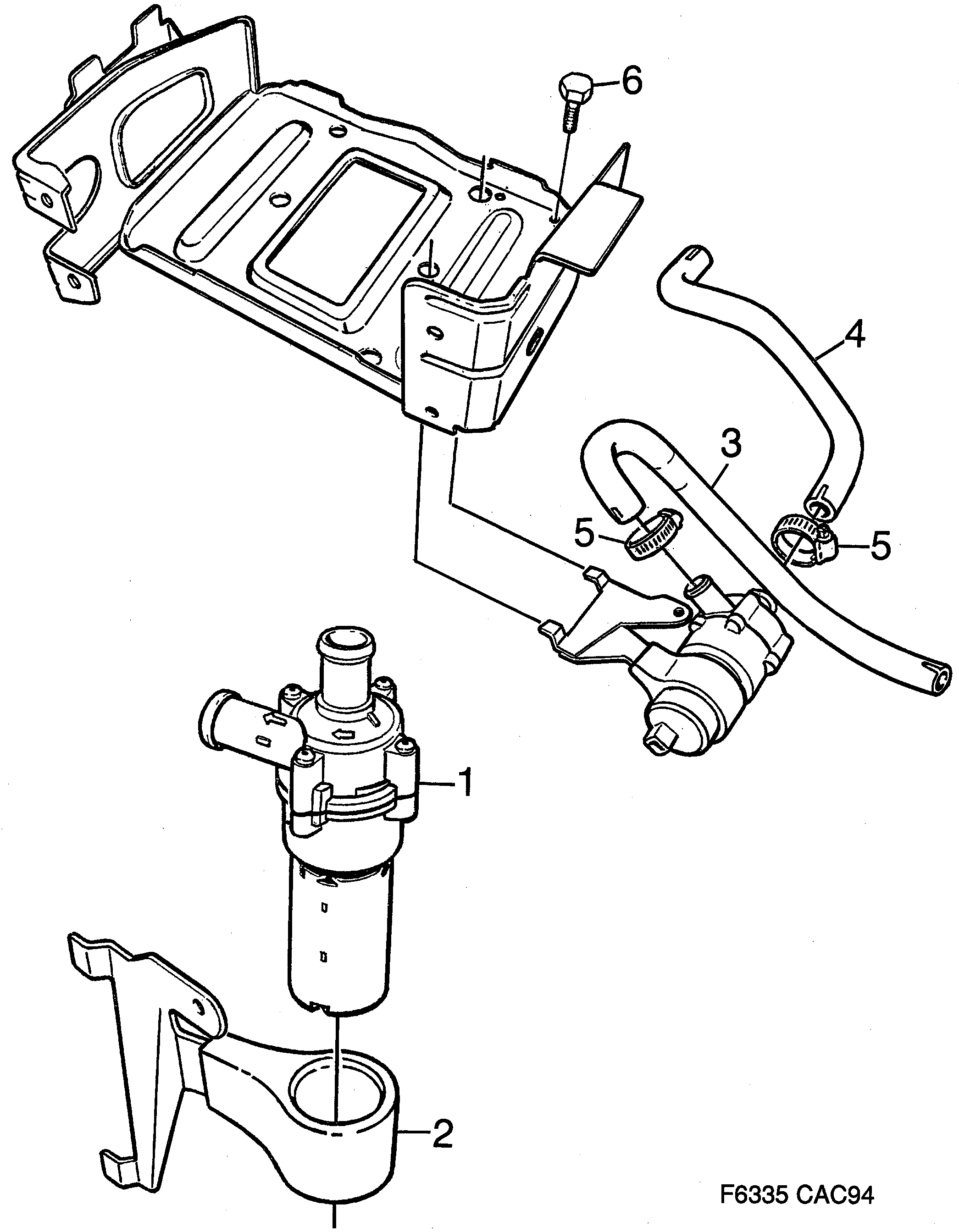 Saab 9000 Circulation pump 6-cylinder diagram