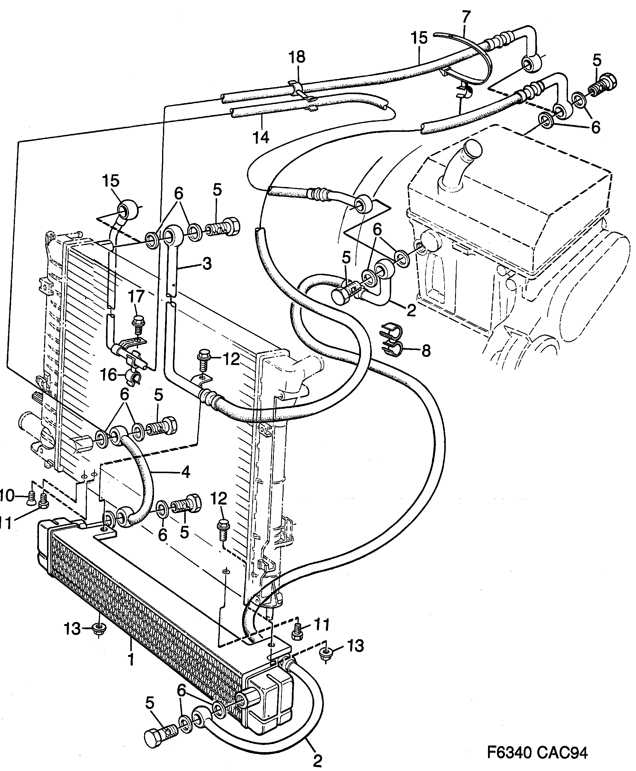 Saab 9000 Air oil cooler Automatic transmission diagram