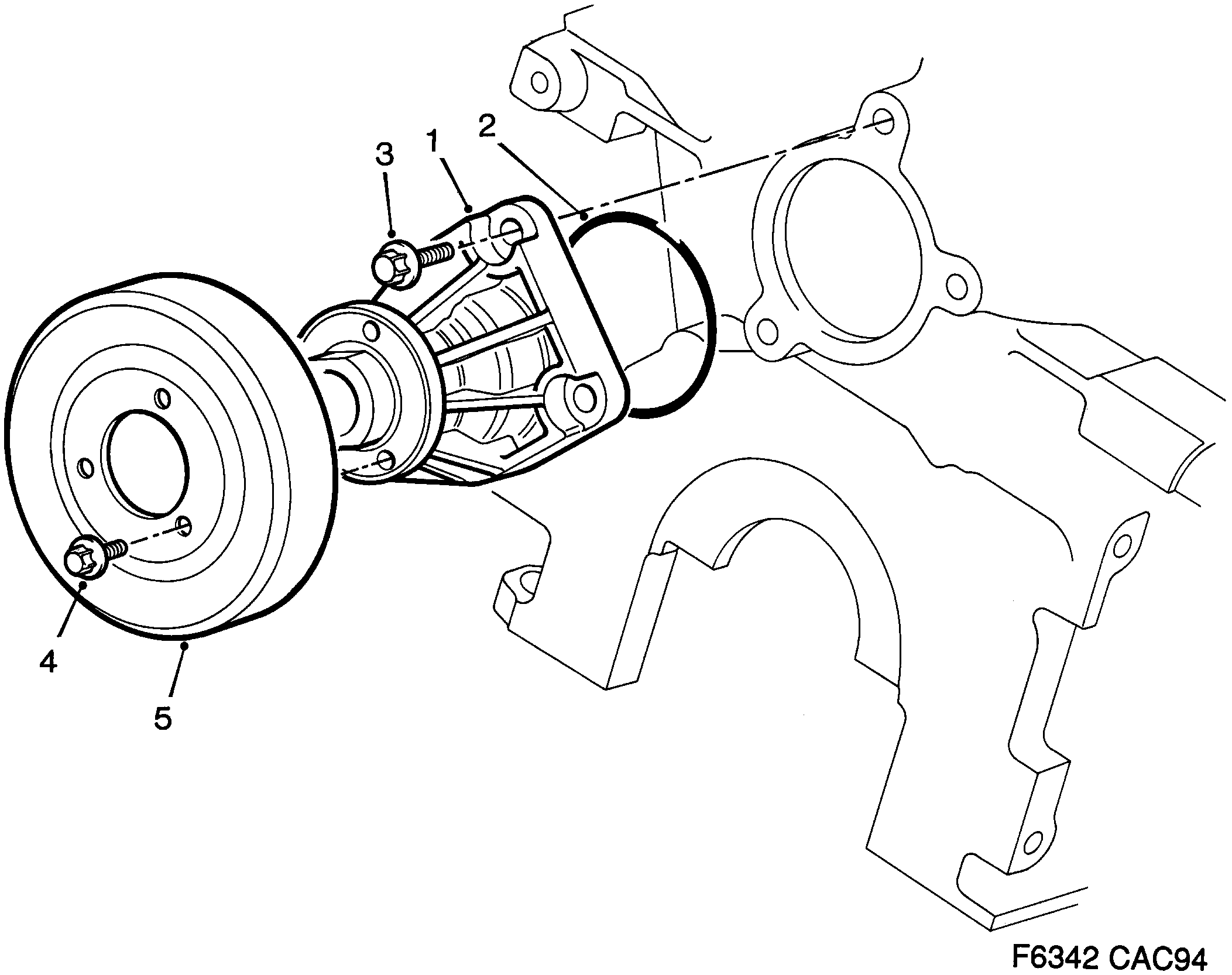 Saab 9000 Coolant pump 6-cylinder diagram