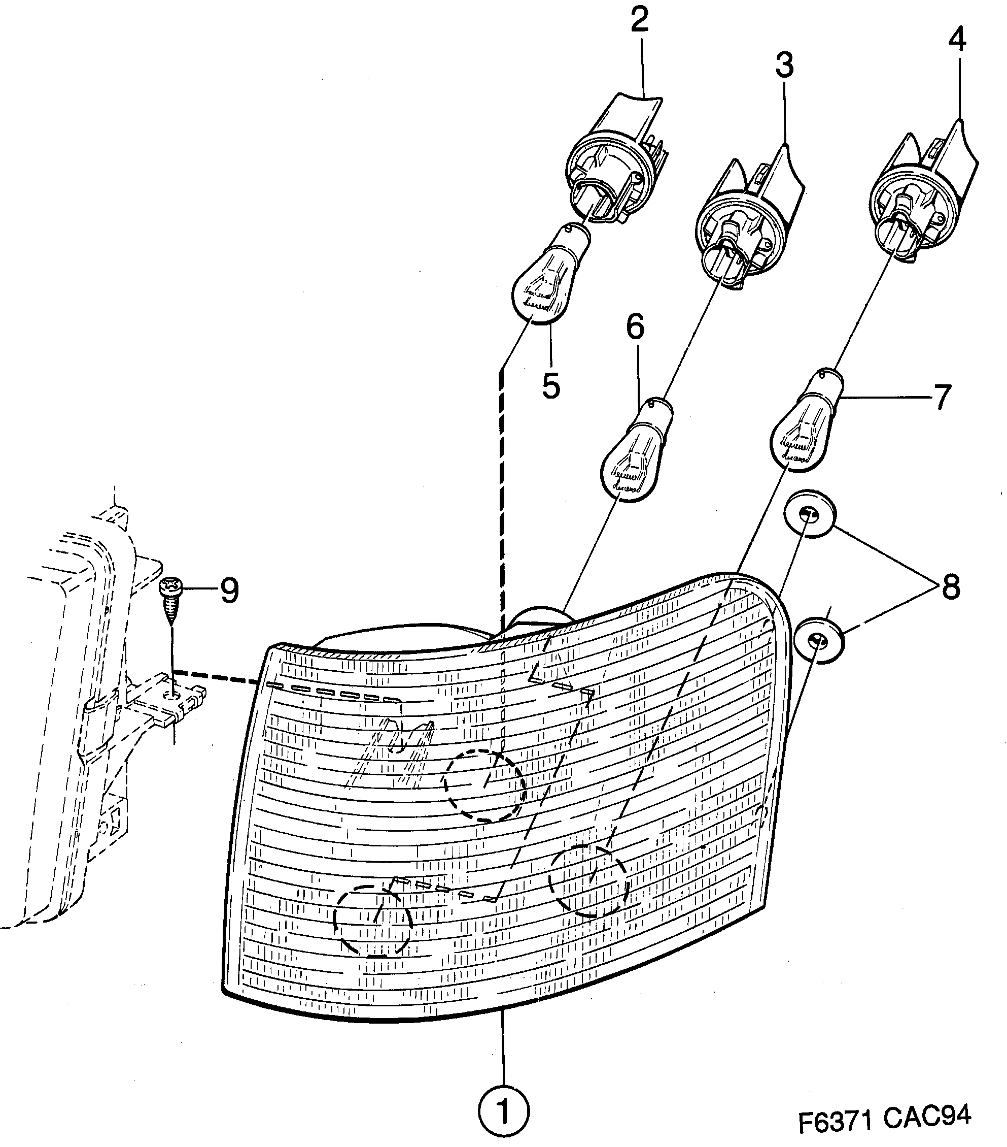 Saab 9000 Lamp cluster diagram