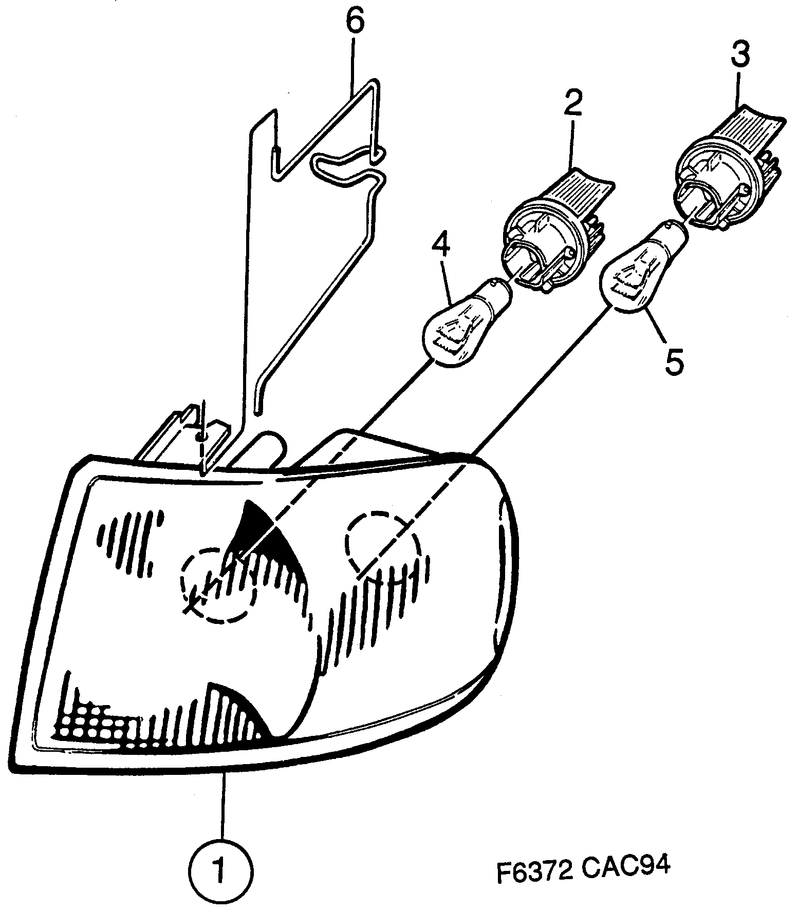 Saab 9000 Lamp cluster diagram