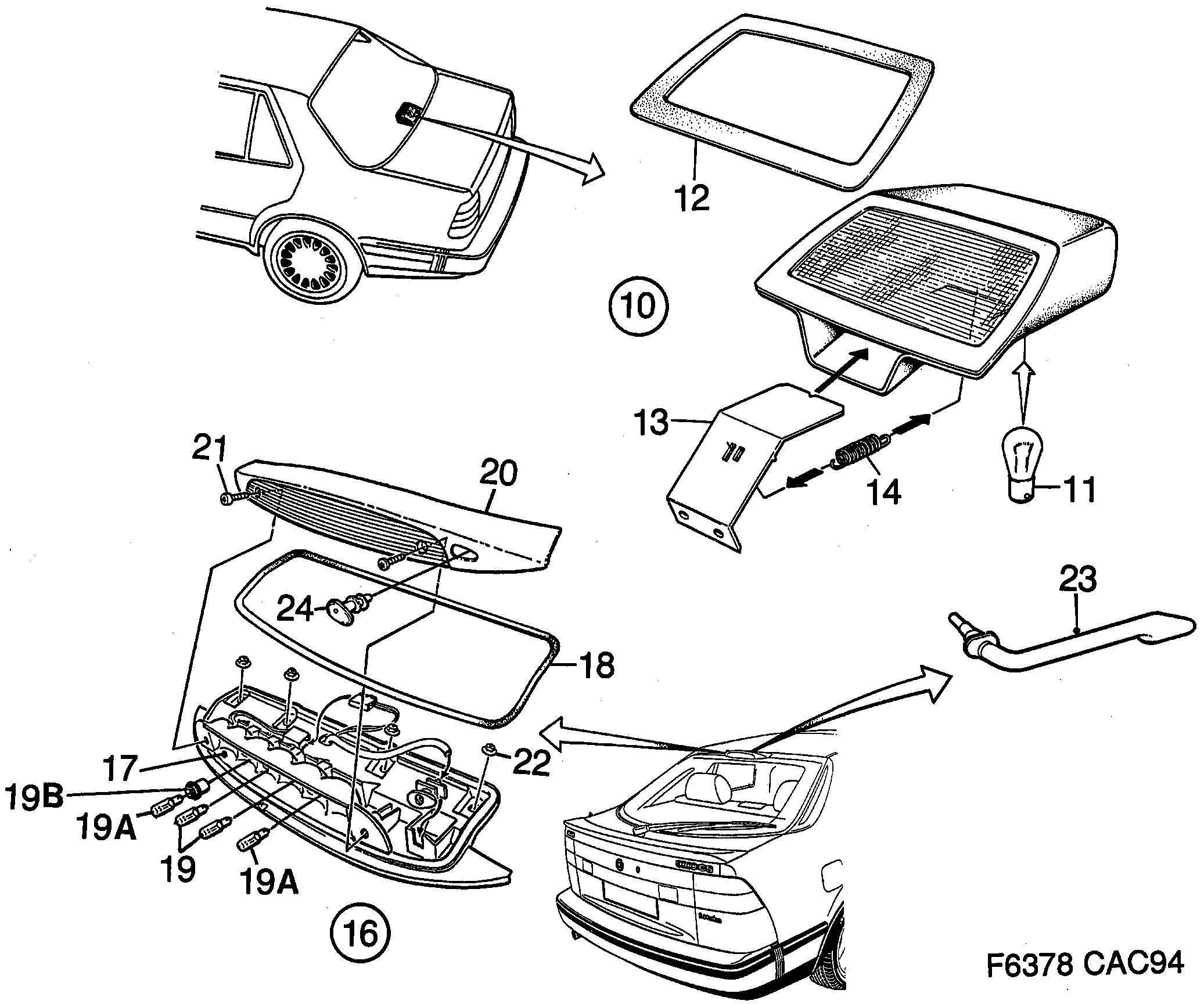 Saab 9000 Stop light High mounted diagram