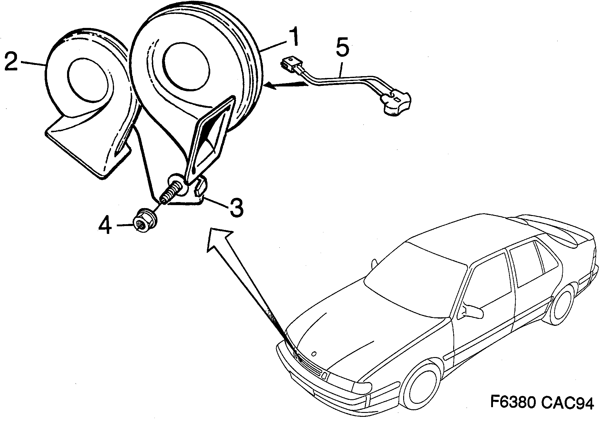 Saab 9000 Horn diagram