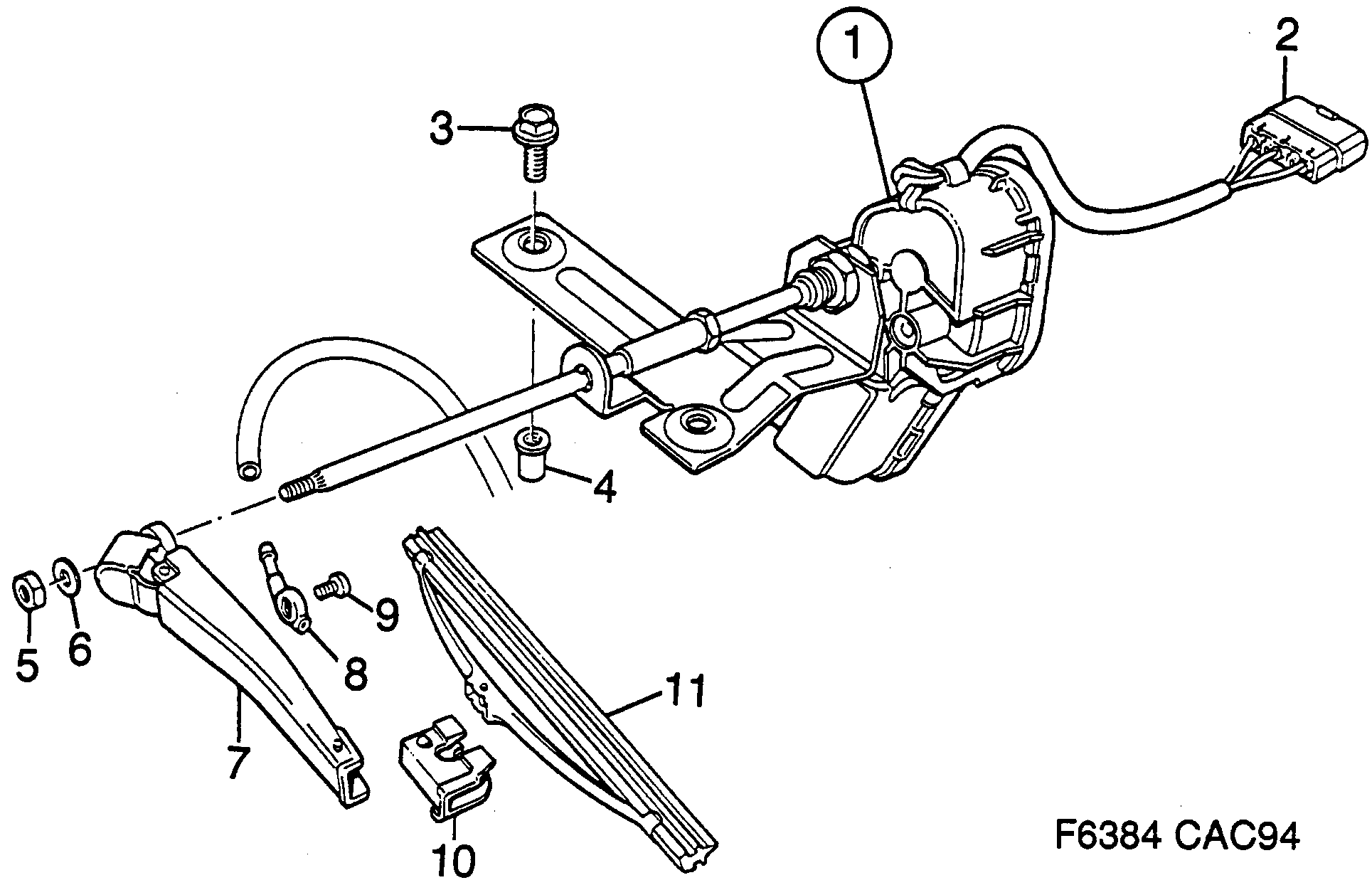 Saab 9000 Headlamp wiper diagram