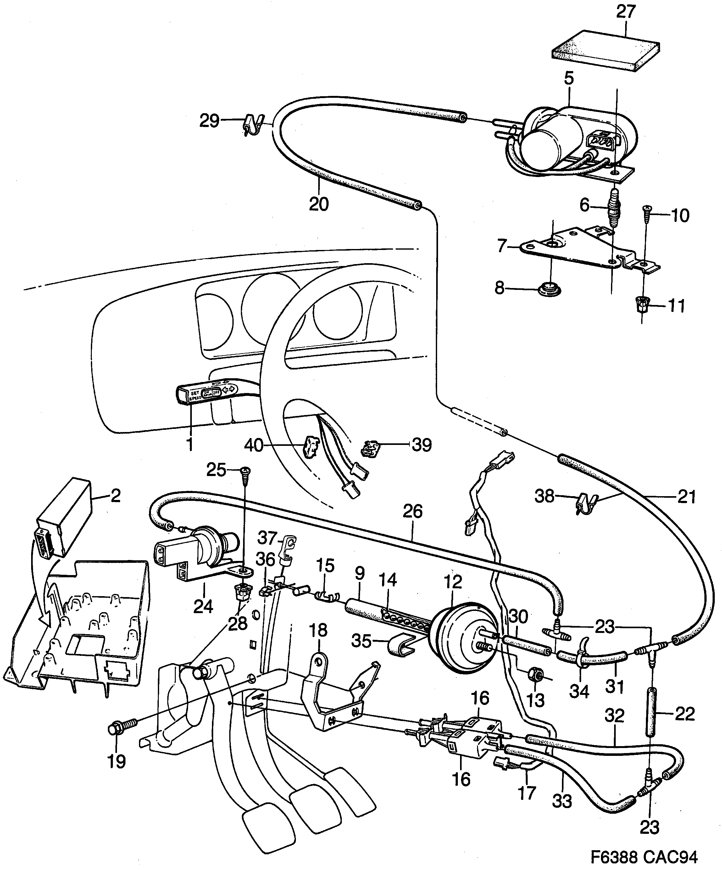 Saab 9000 Speed control system diagram