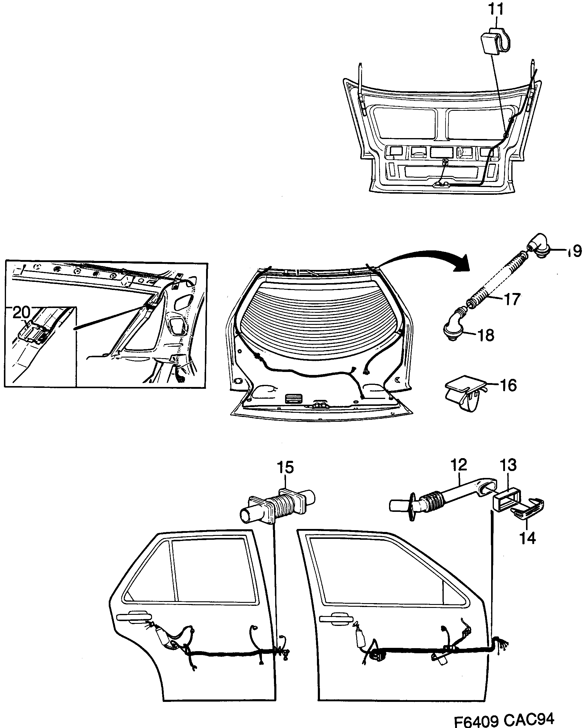 Saab 9000 Mounting details Doors diagram