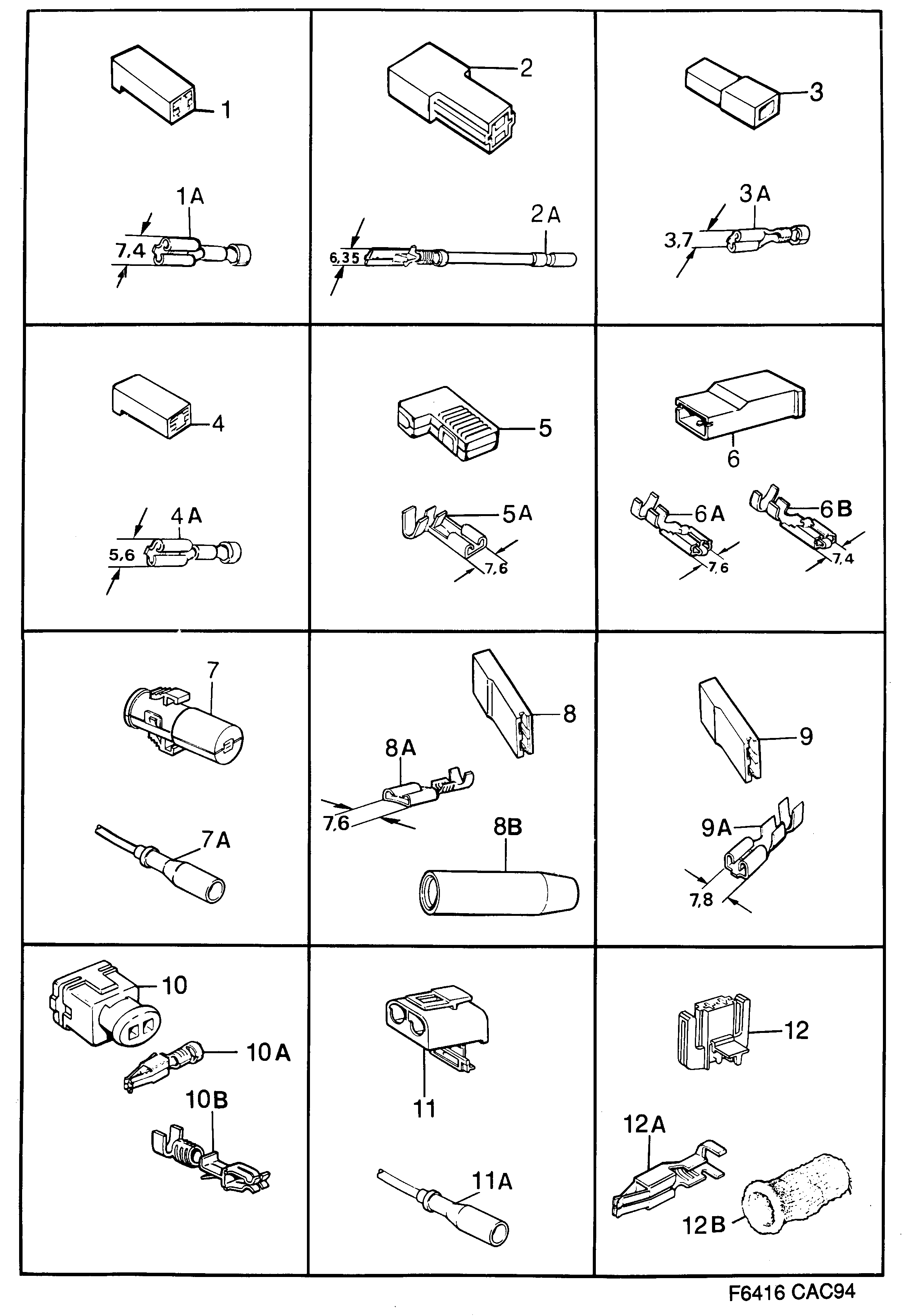 Saab 9000 Connector housing etc diagram