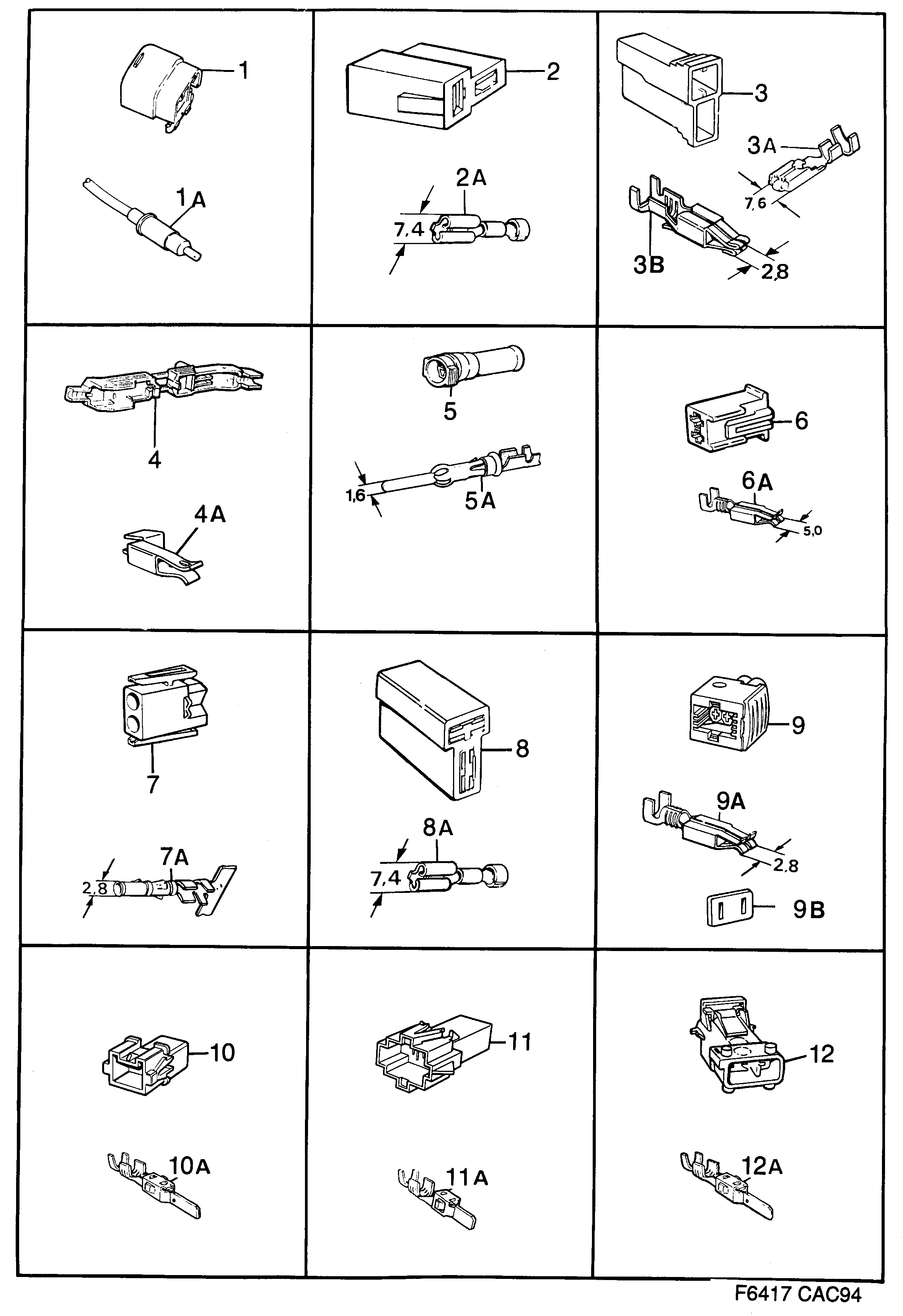 Saab 9000 Connector housing etc diagram