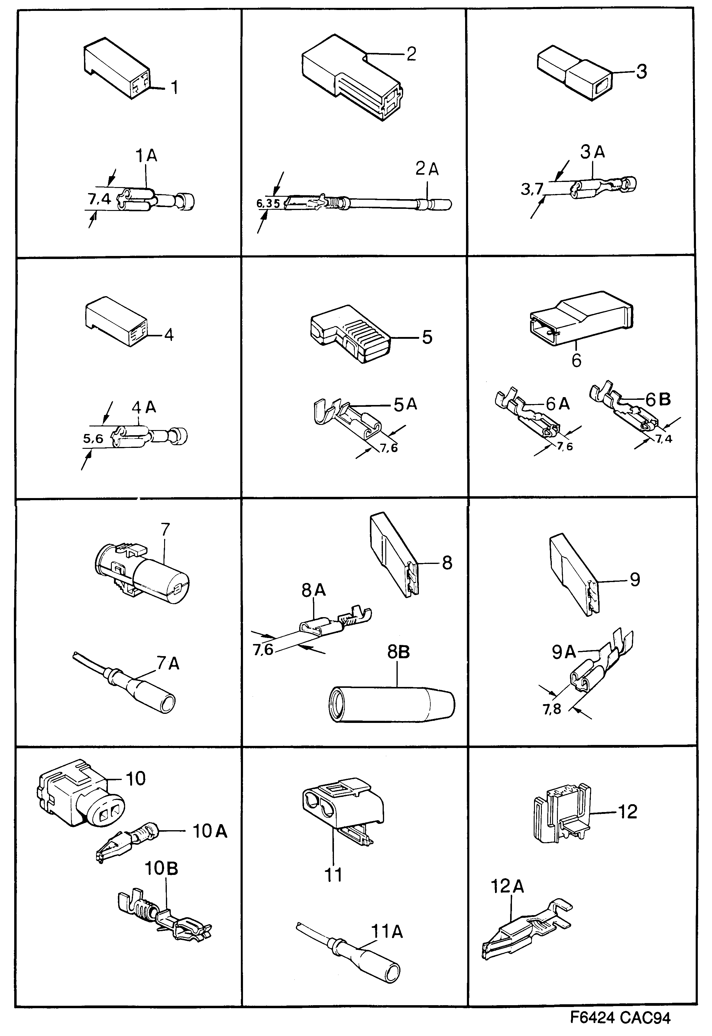 Saab 9000 Connector housing etc diagram