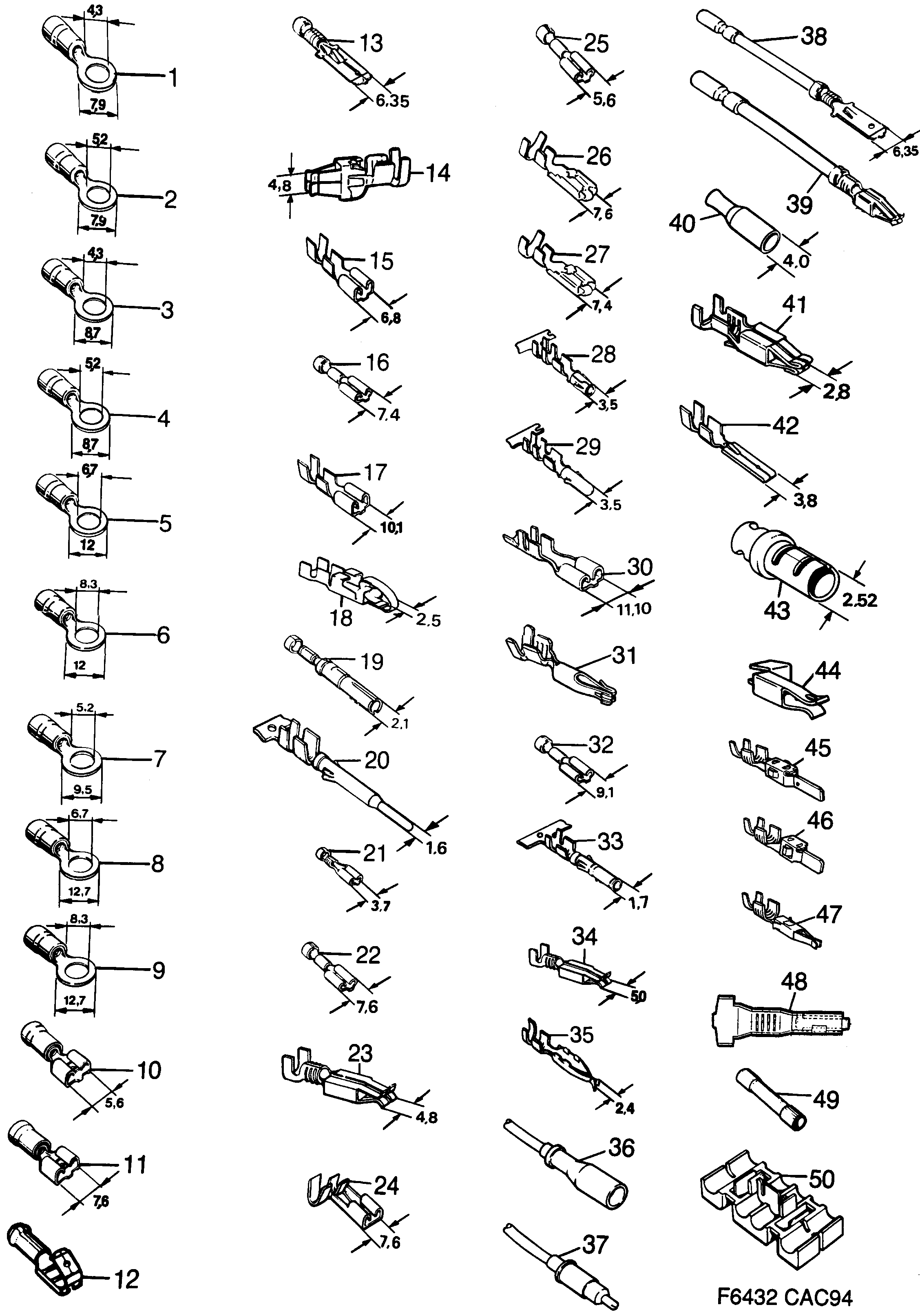 Saab 9000 Cable terminal diagram