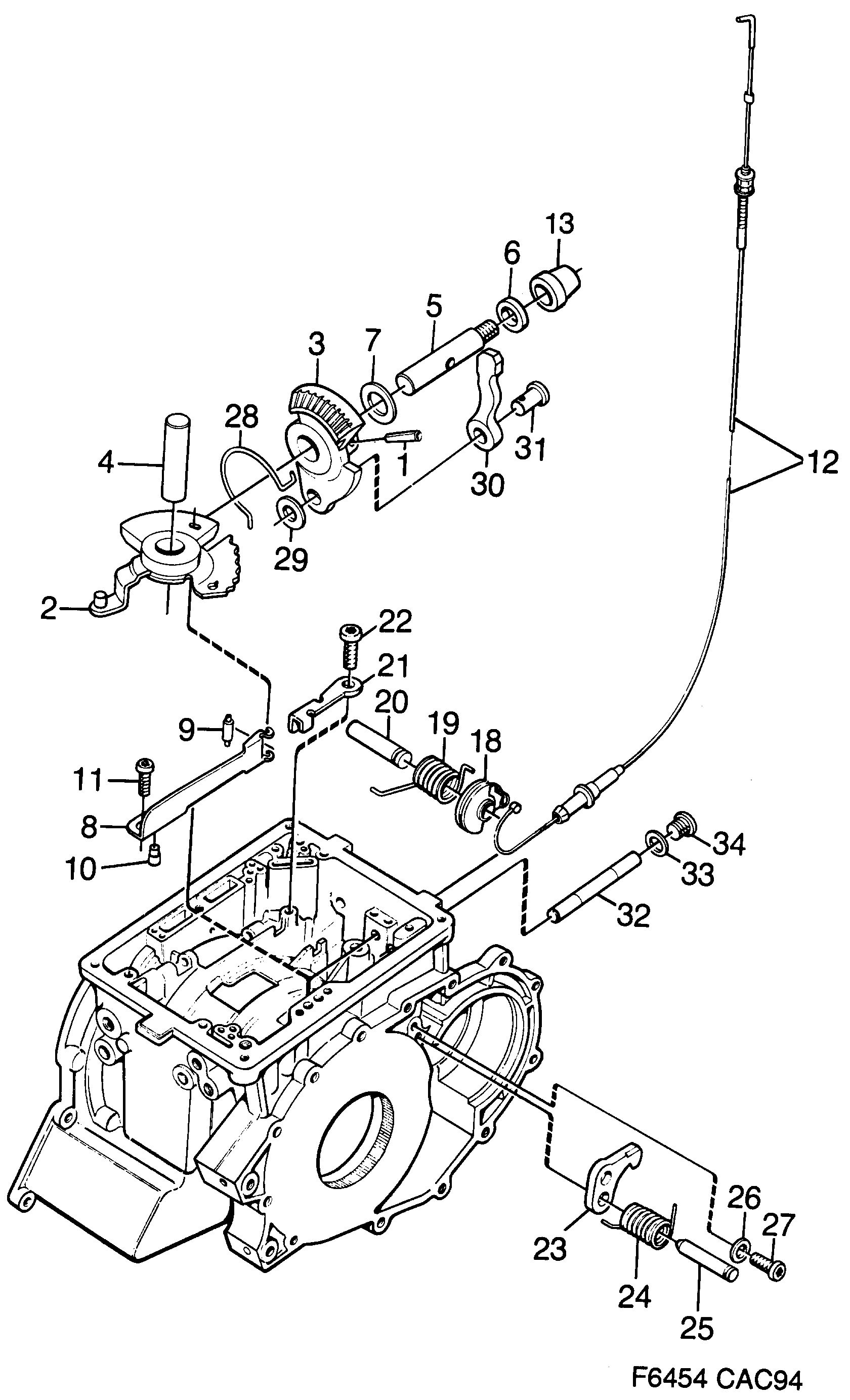 Saab 9000 Controls in gear box diagram