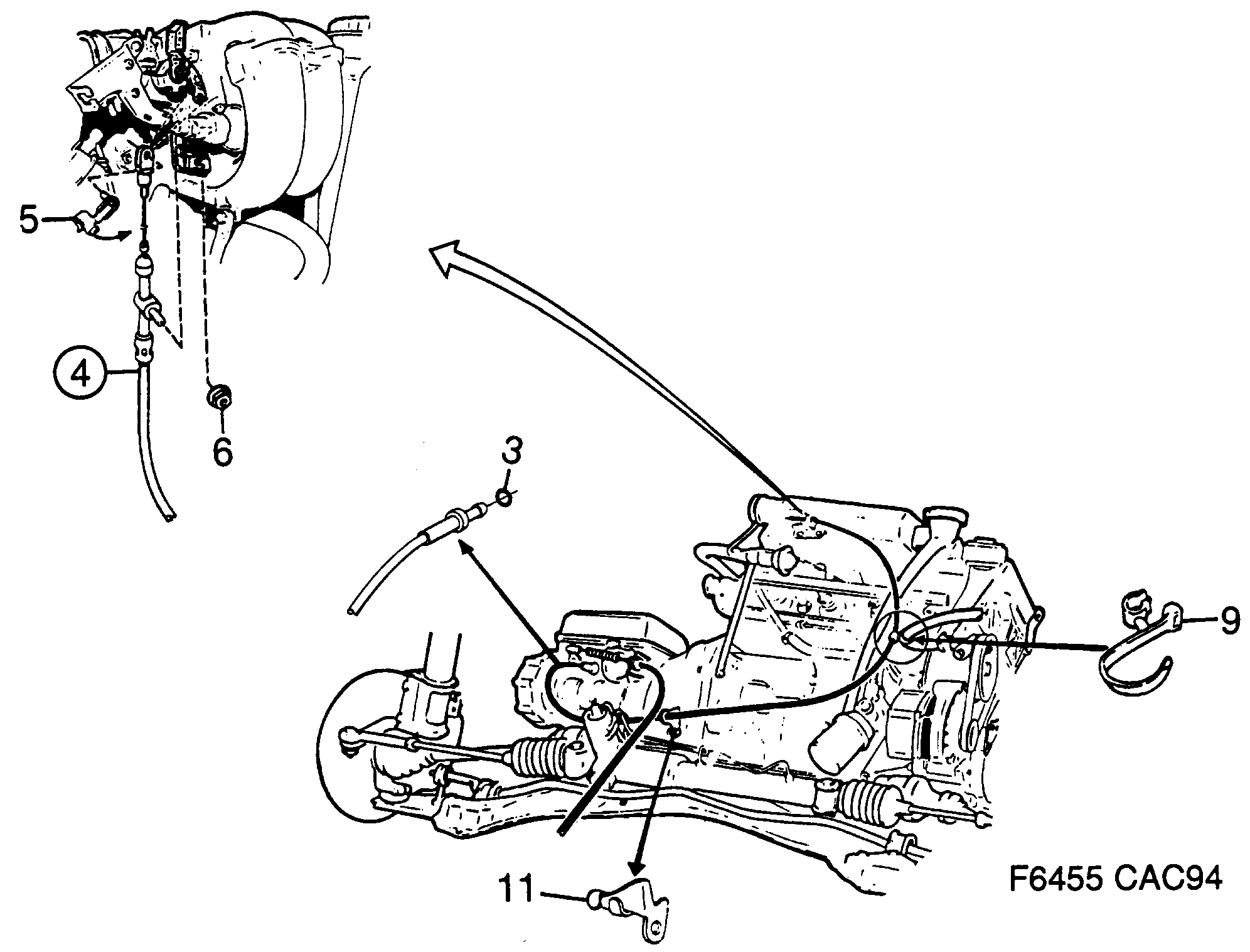 Saab 9000 Throttle cable diagram