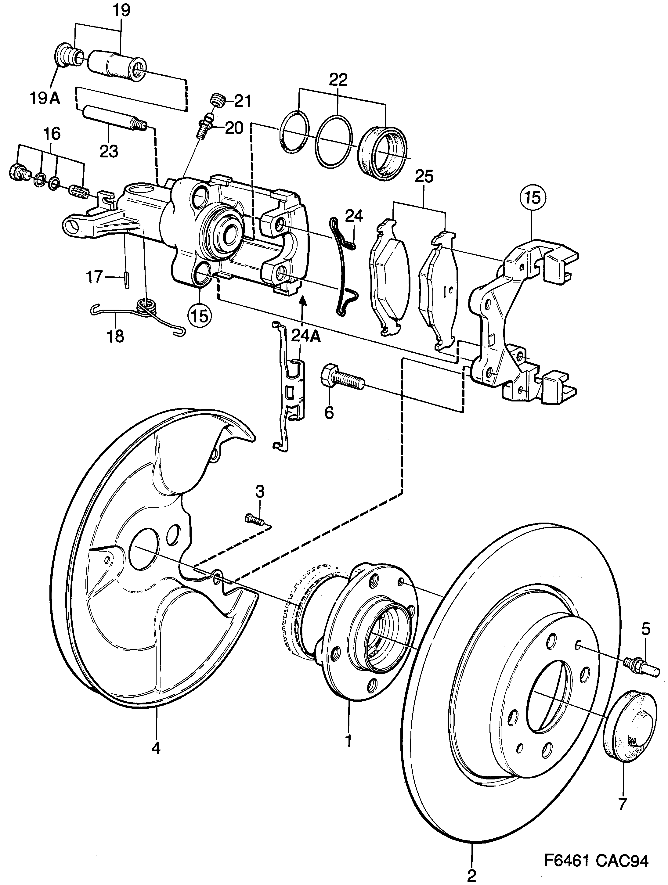Saab 9000 Rear wheel brake diagram