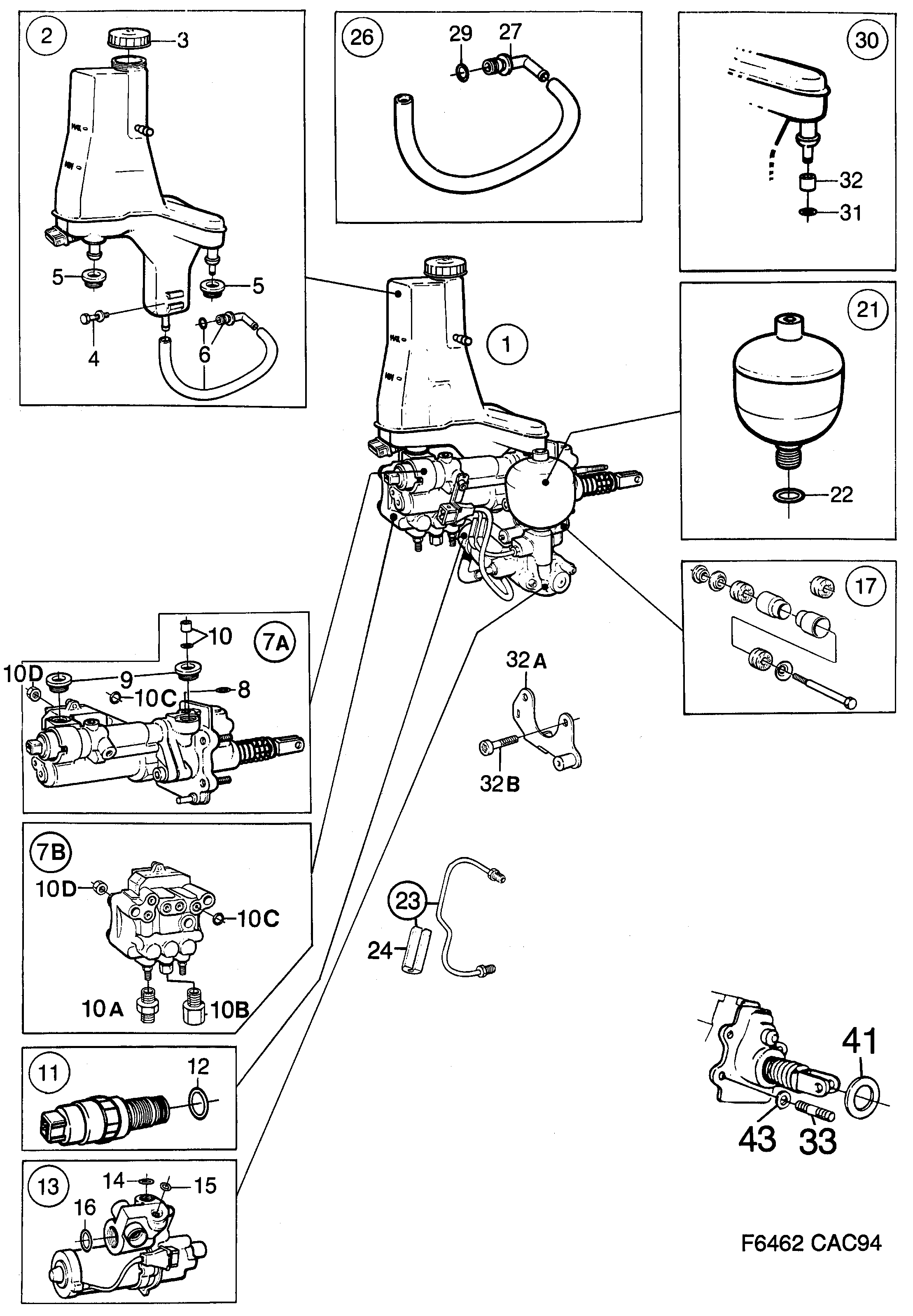 Saab 9000 Hydraulic unit ABS Mark II diagram