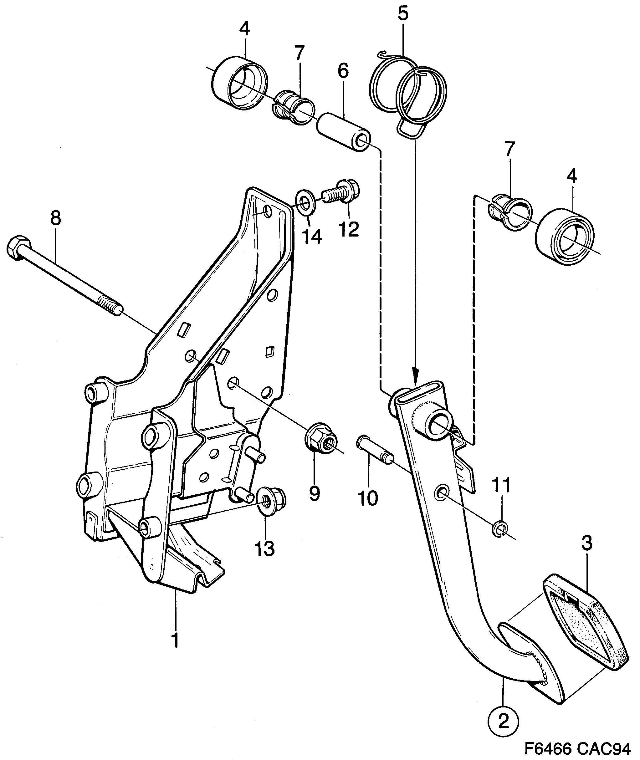 Saab 9000 Brake operation diagram