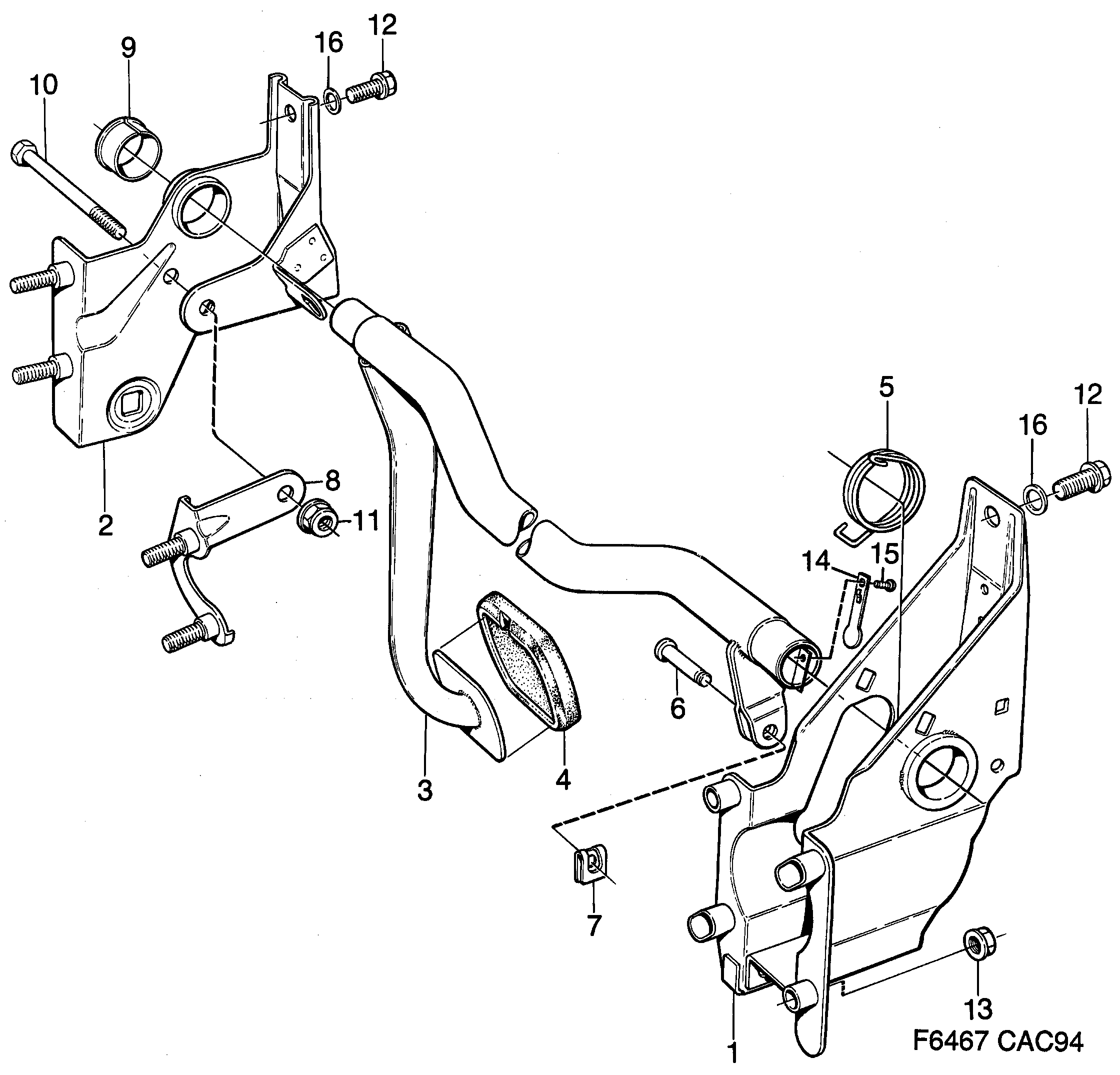 Saab 9000 Brake operation diagram