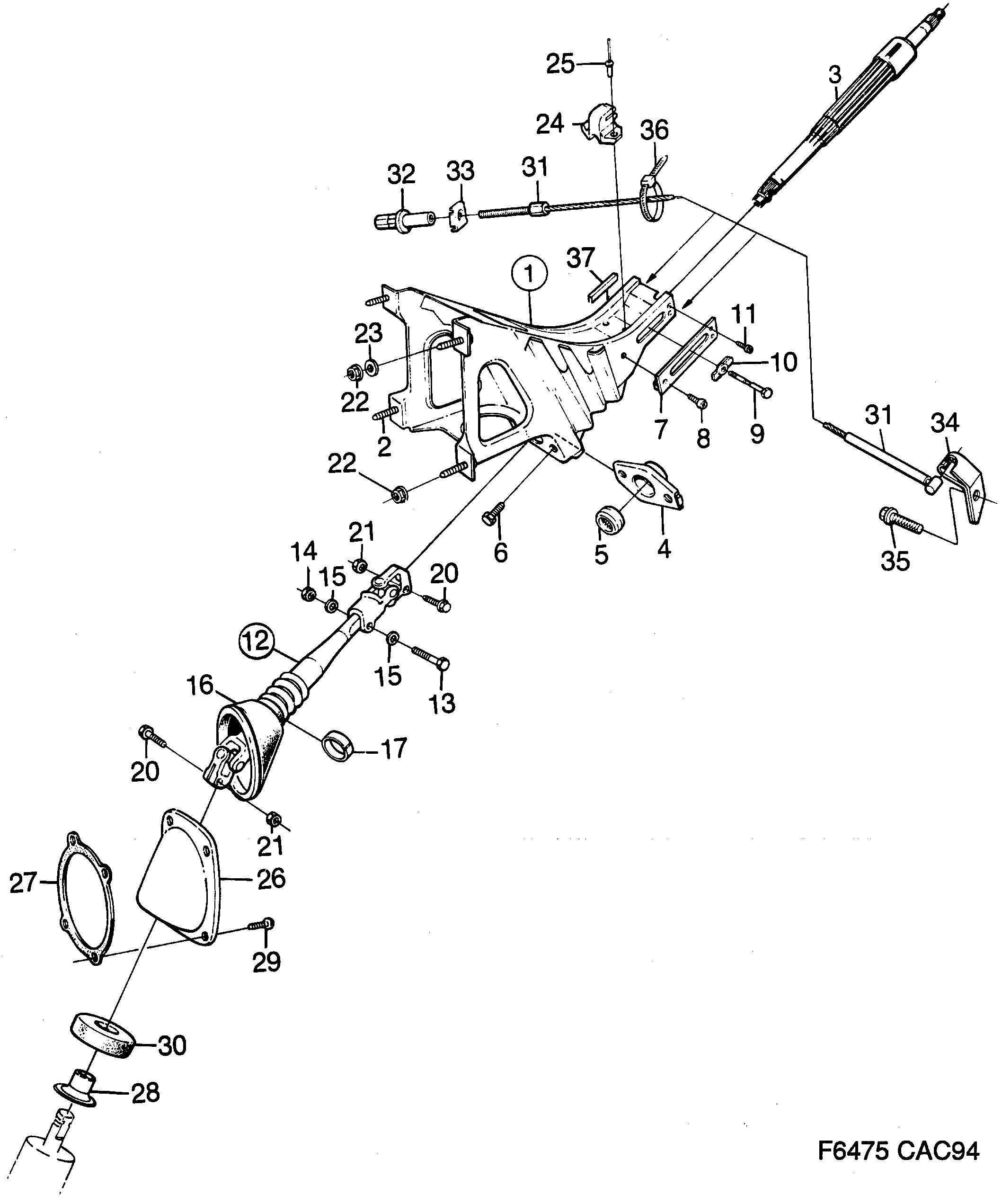 Saab 9000 Intermediate shaft Bracket diagram