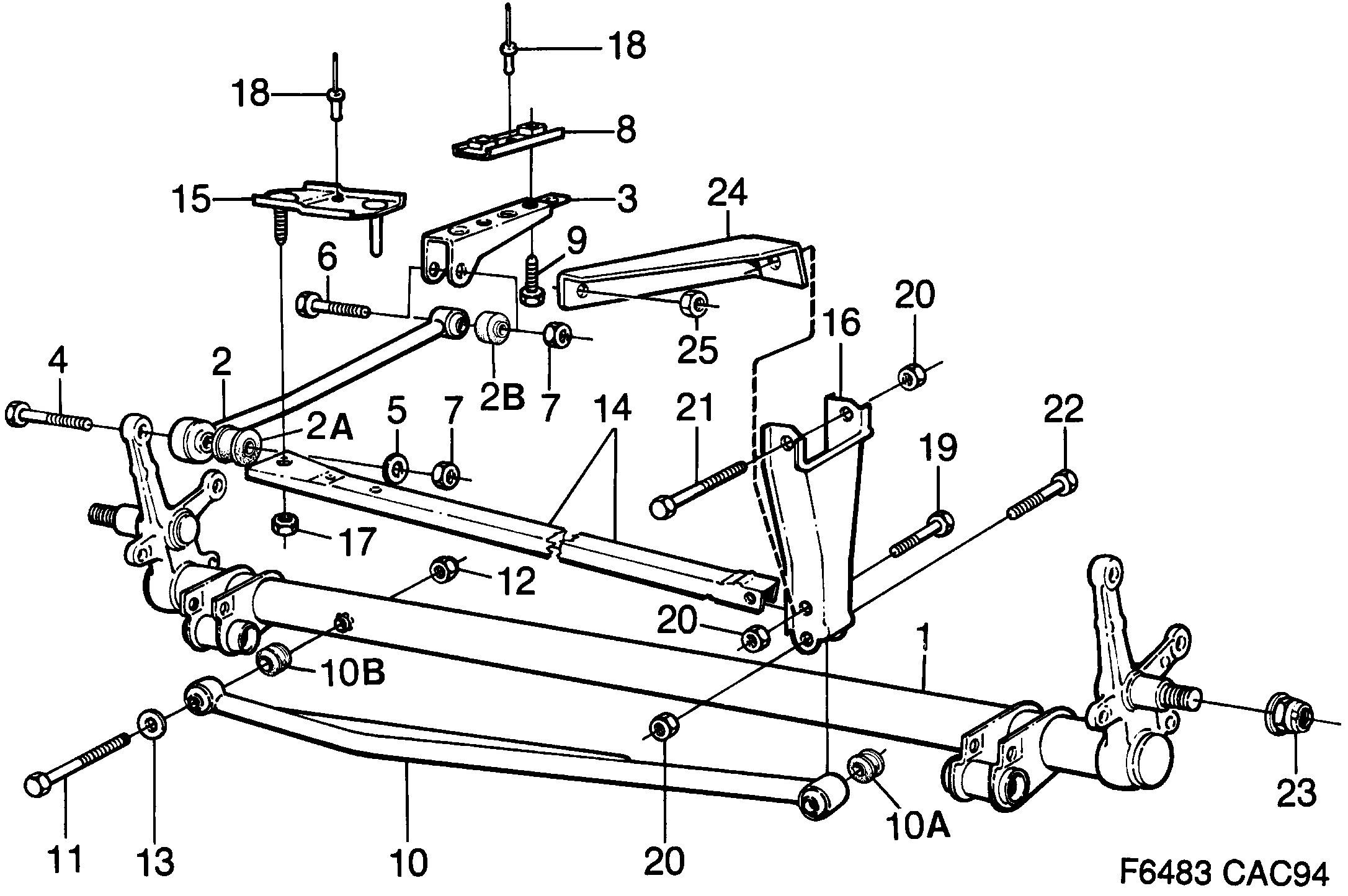 Saab 9000 Rear axle diagram