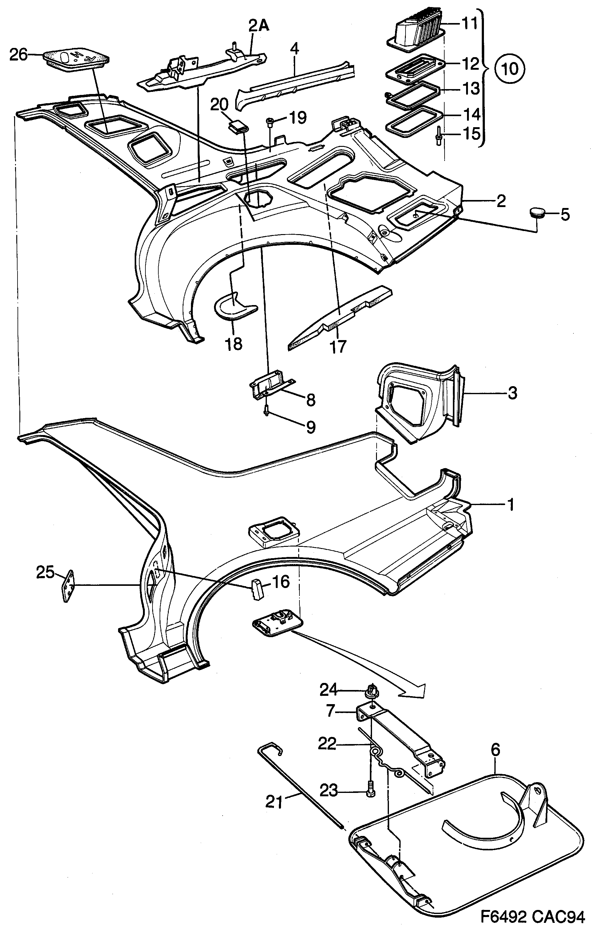 Saab 9000 Valance diagram